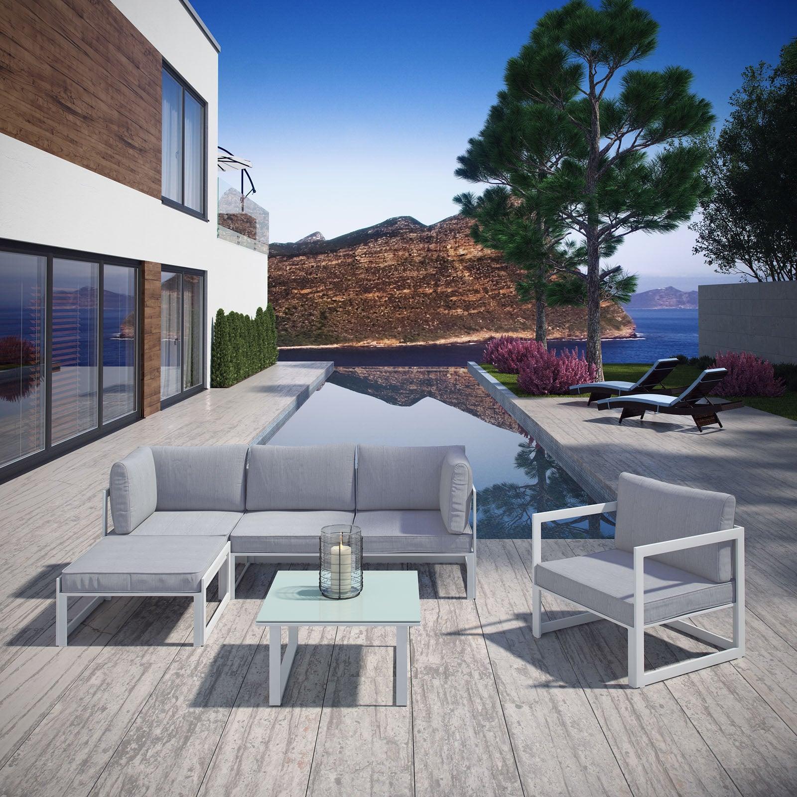 Modway Fortuna 6 Piece Outdoor Patio Sectional Sofa Set, EEI-1731 FredCo