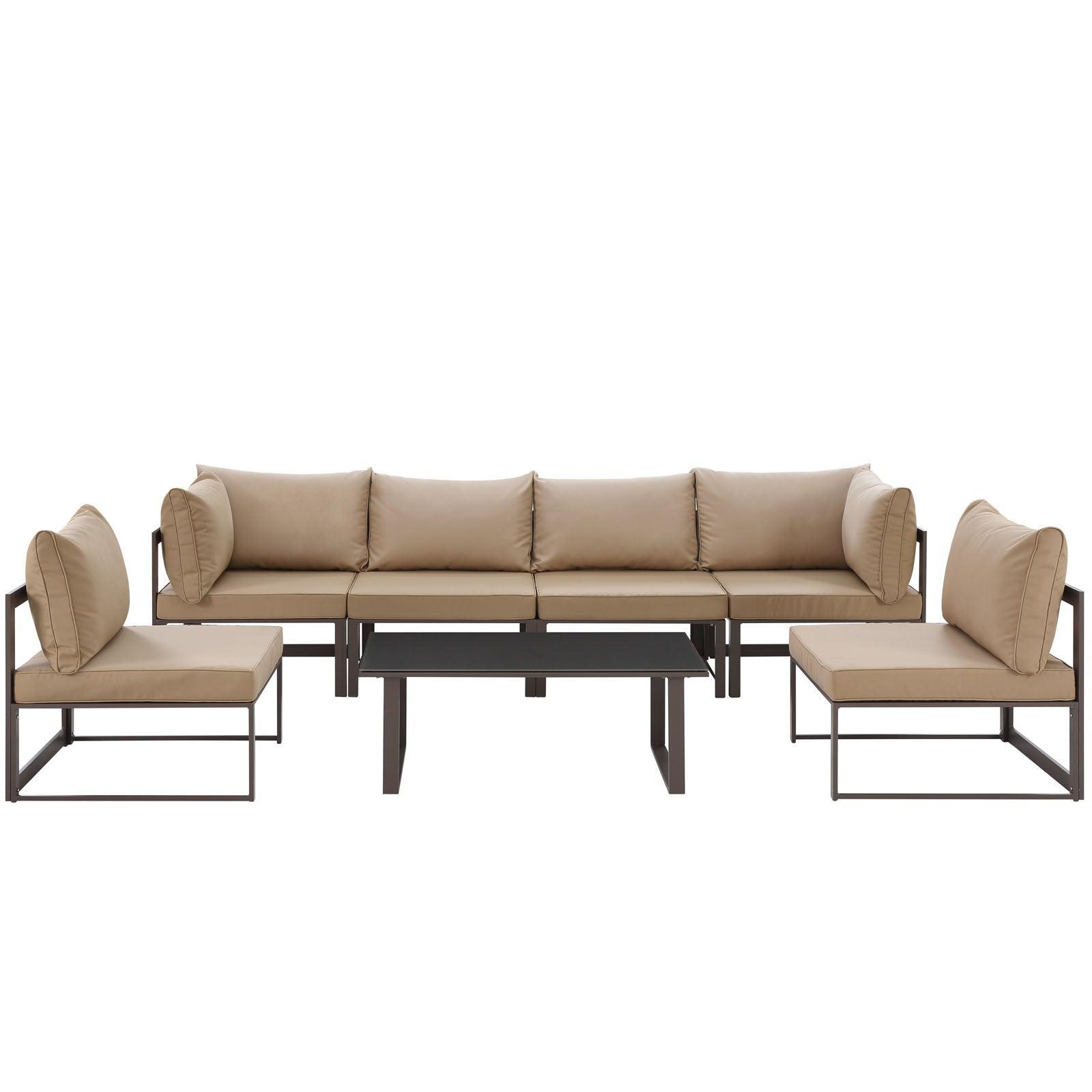 Modway Fortuna 7 Piece Outdoor Patio Sectional Sofa Set FredCo