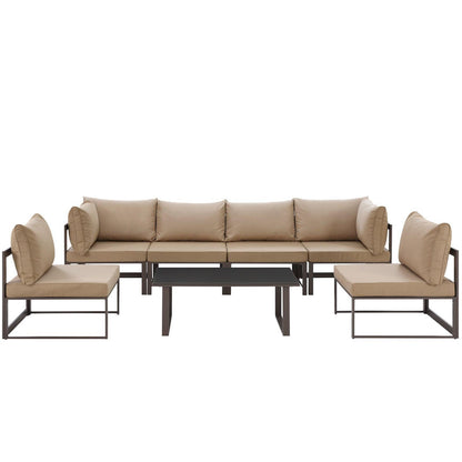 Modway Fortuna 7 Piece Outdoor Patio Sectional Sofa Set FredCo