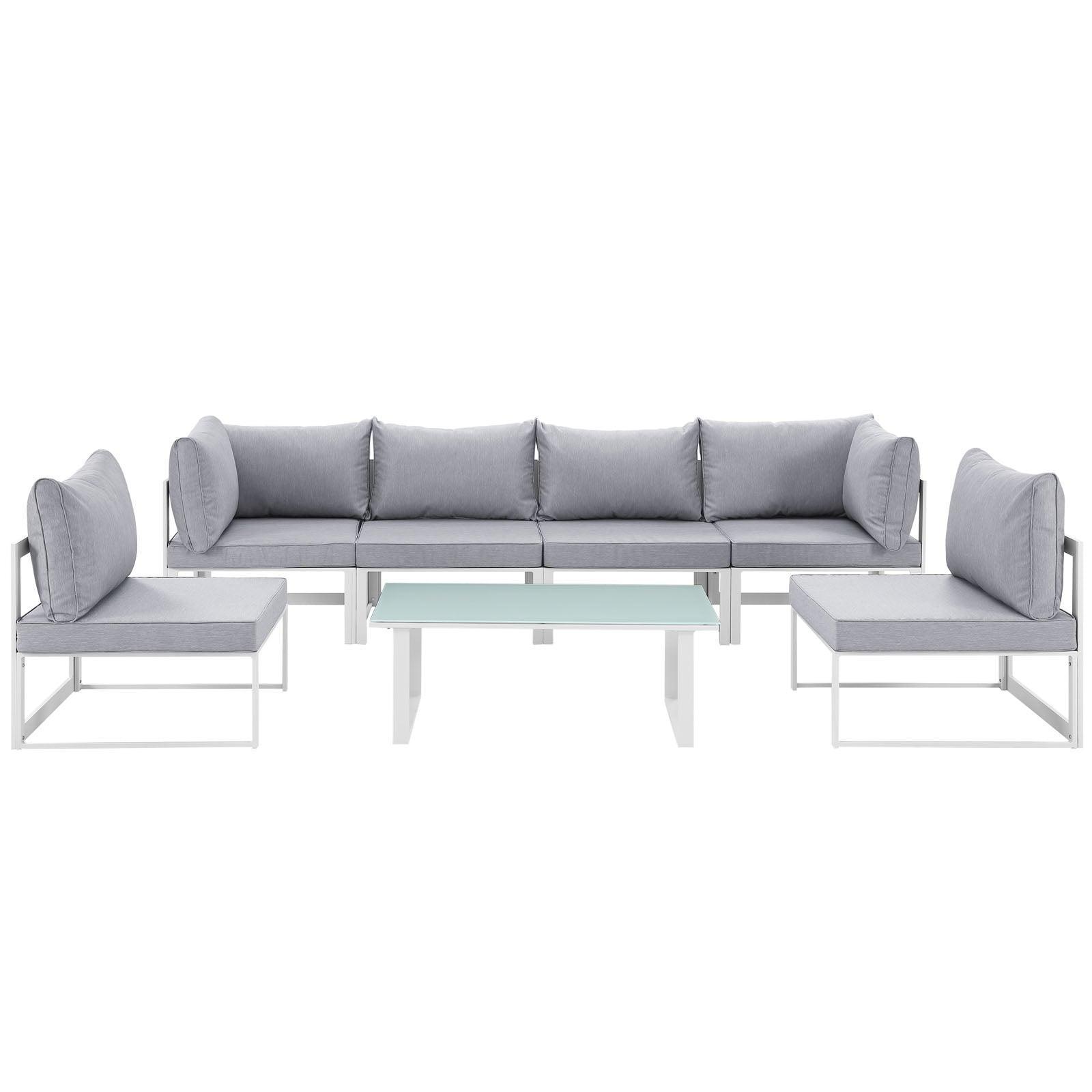 Modway Fortuna 7 Piece Outdoor Patio Sectional Sofa Set FredCo