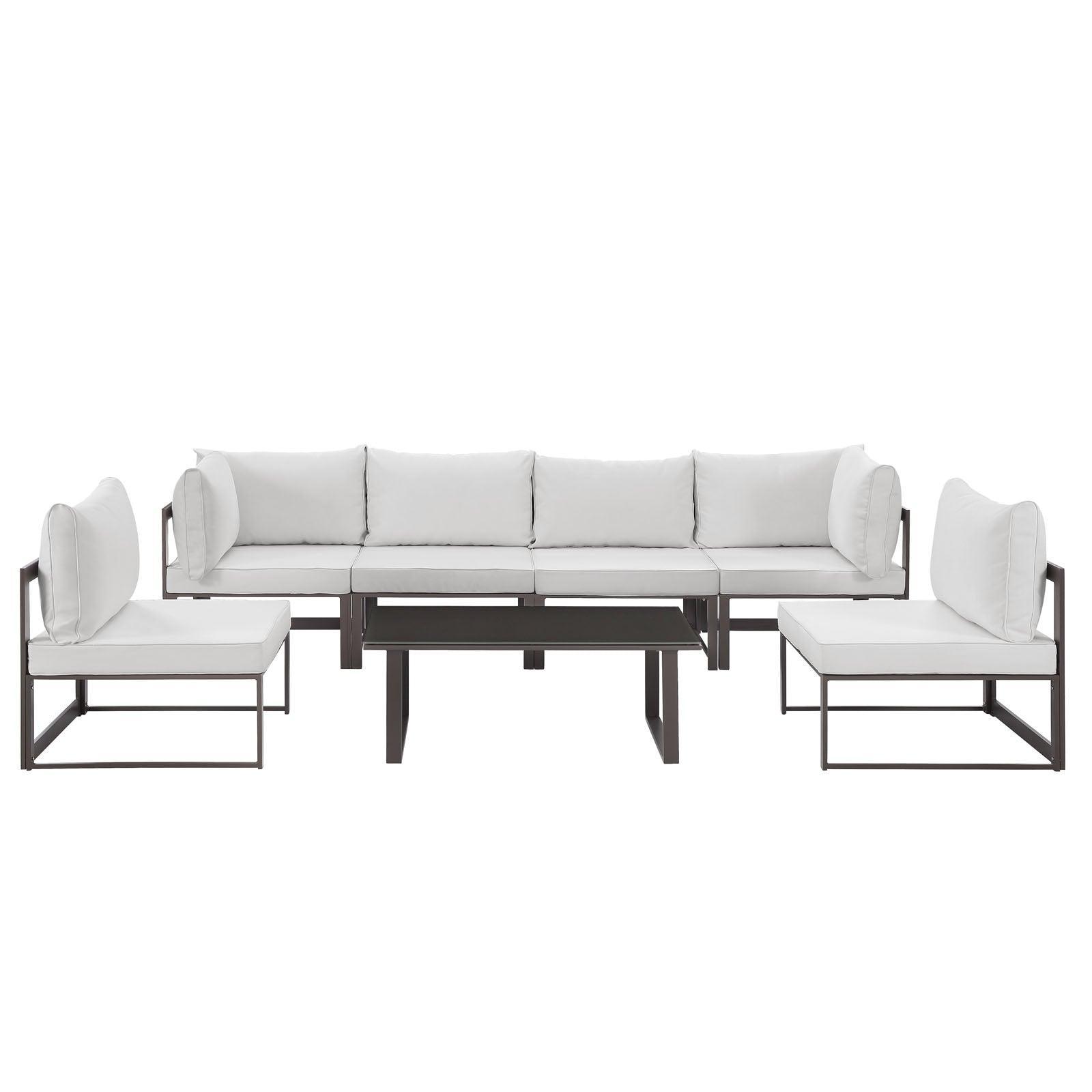 Modway Fortuna 7 Piece Outdoor Patio Sectional Sofa Set FredCo
