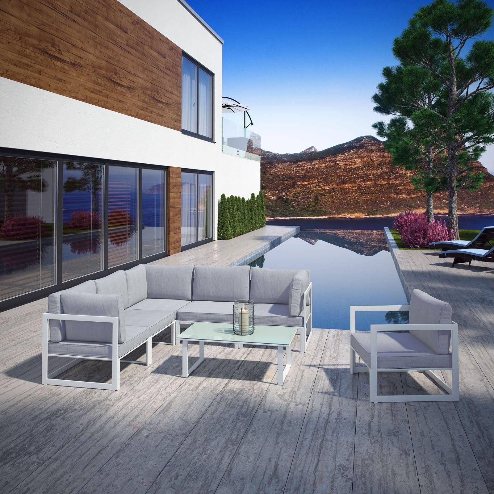 Modway Fortuna 7 Piece Outdoor Patio Sectional Sofa Set, EEI-1733 FredCo