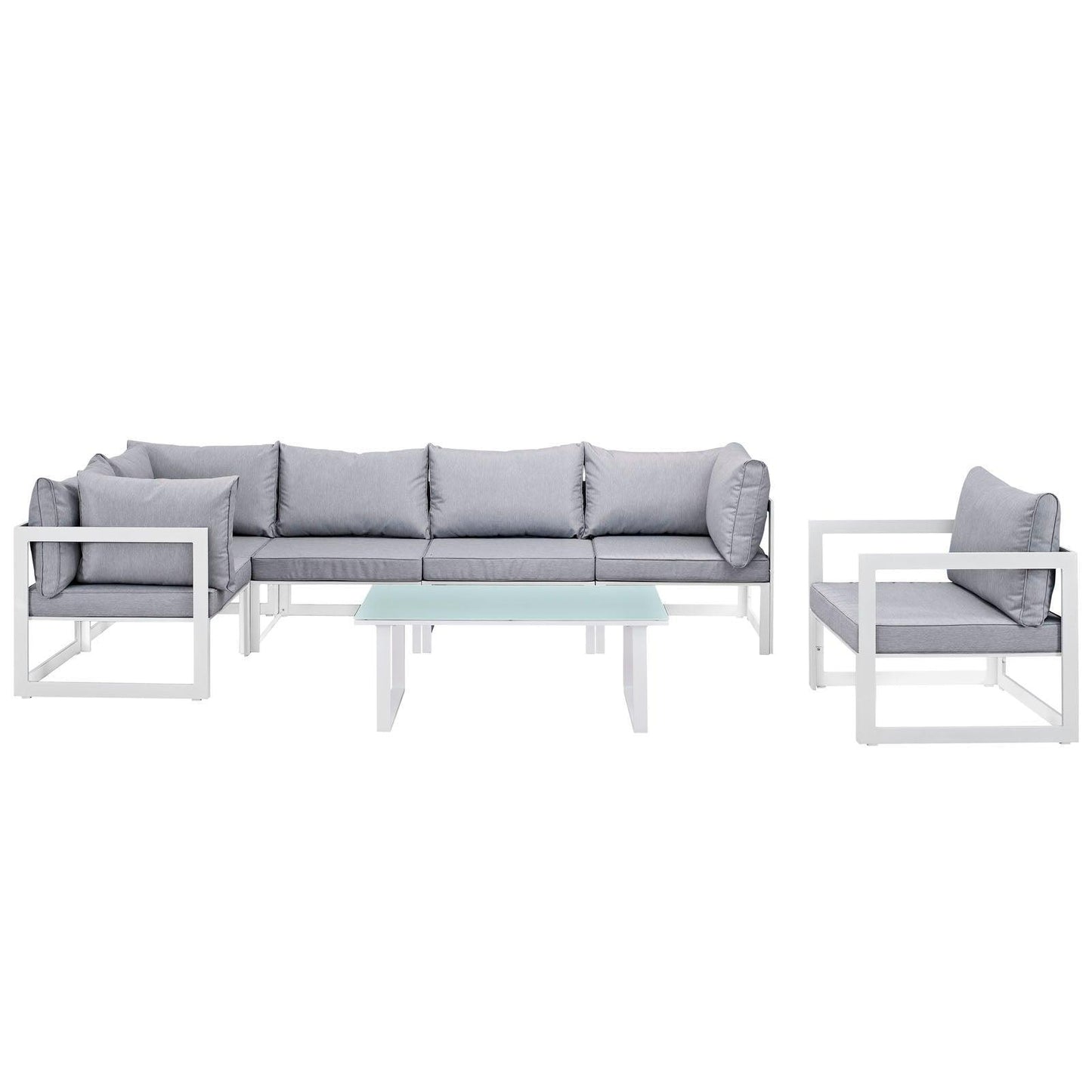 Modway Fortuna 7 Piece Outdoor Patio Sectional Sofa Set, EEI-1733 FredCo