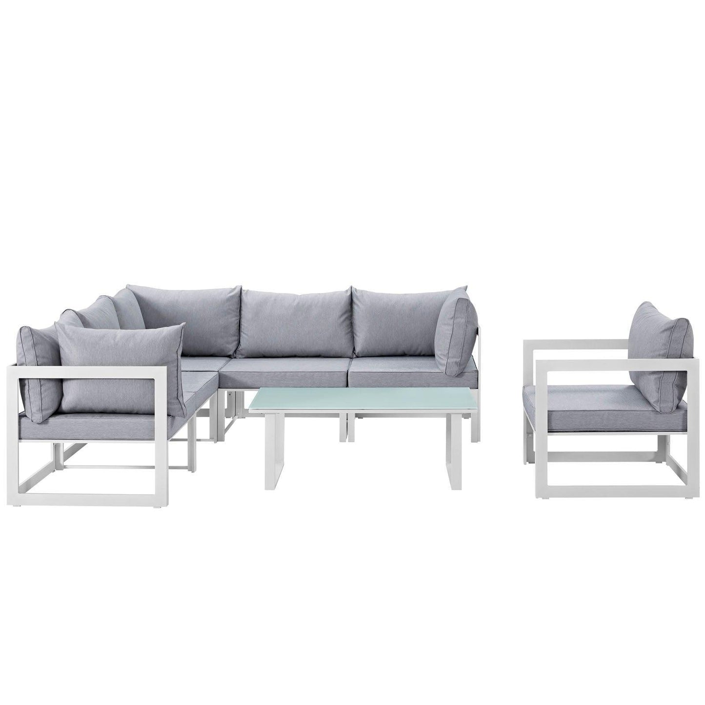 Modway Fortuna 7 Piece Outdoor Patio Sectional Sofa Set, EEI-1733 FredCo