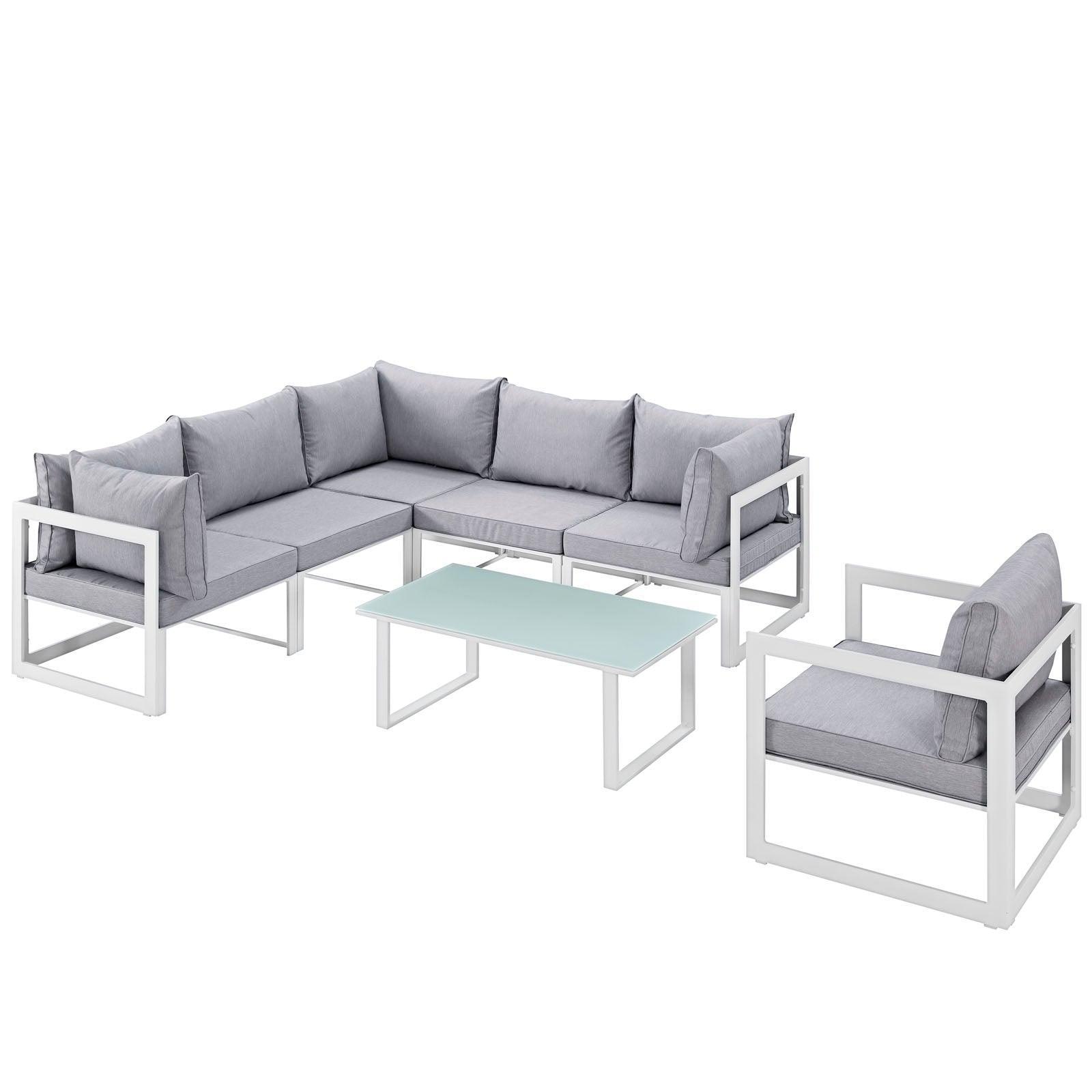 Modway Fortuna 7 Piece Outdoor Patio Sectional Sofa Set, EEI-1733 FredCo