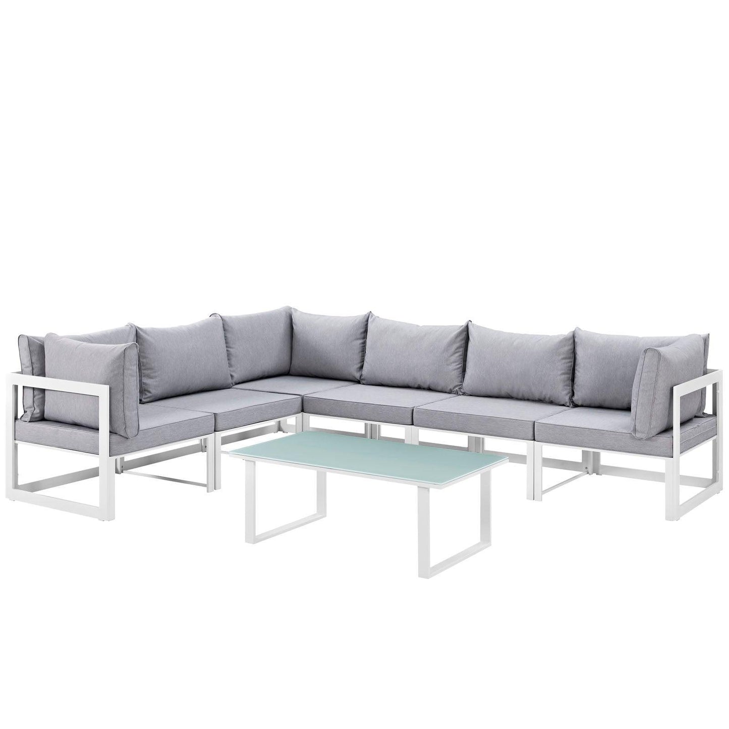 Modway Fortuna 7 Piece Outdoor Patio Sectional Sofa Set, EEI-1737 FredCo