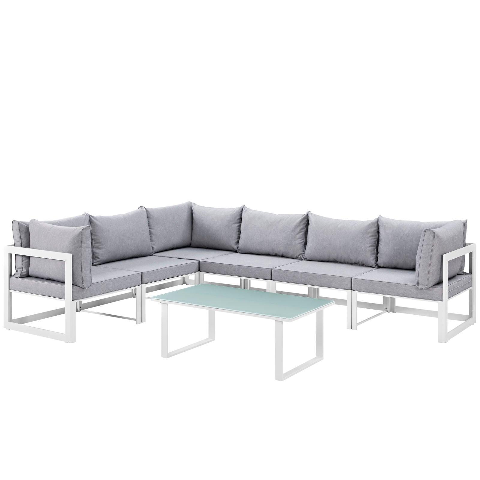 Modway Fortuna 7 Piece Outdoor Patio Sectional Sofa Set, EEI-1737 FredCo
