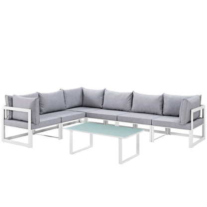 Modway Fortuna 7 Piece Outdoor Patio Sectional Sofa Set, EEI-1737 FredCo