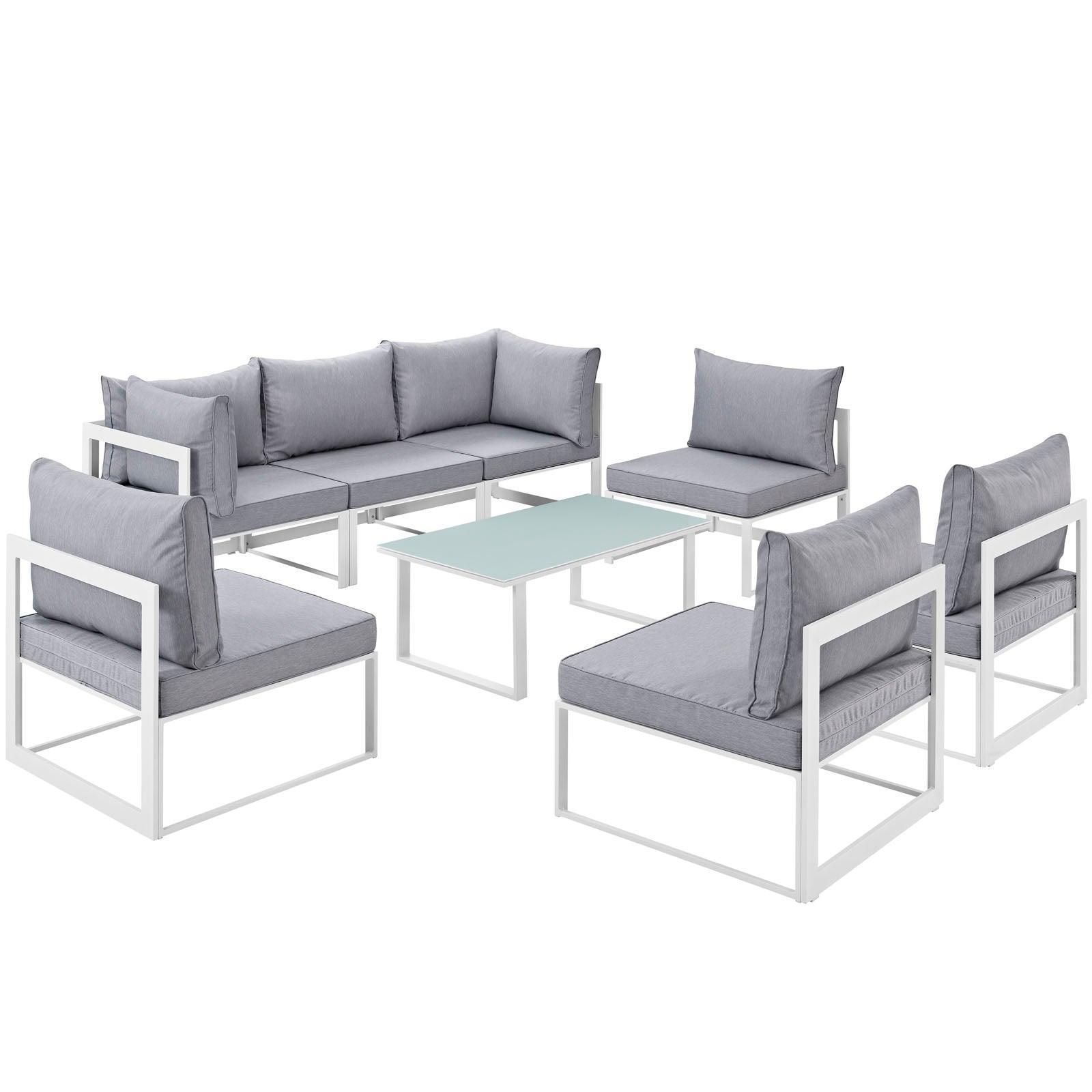 Modway Fortuna 8 Piece Outdoor Patio Sectional Sofa Set, EEI-1730 FredCo