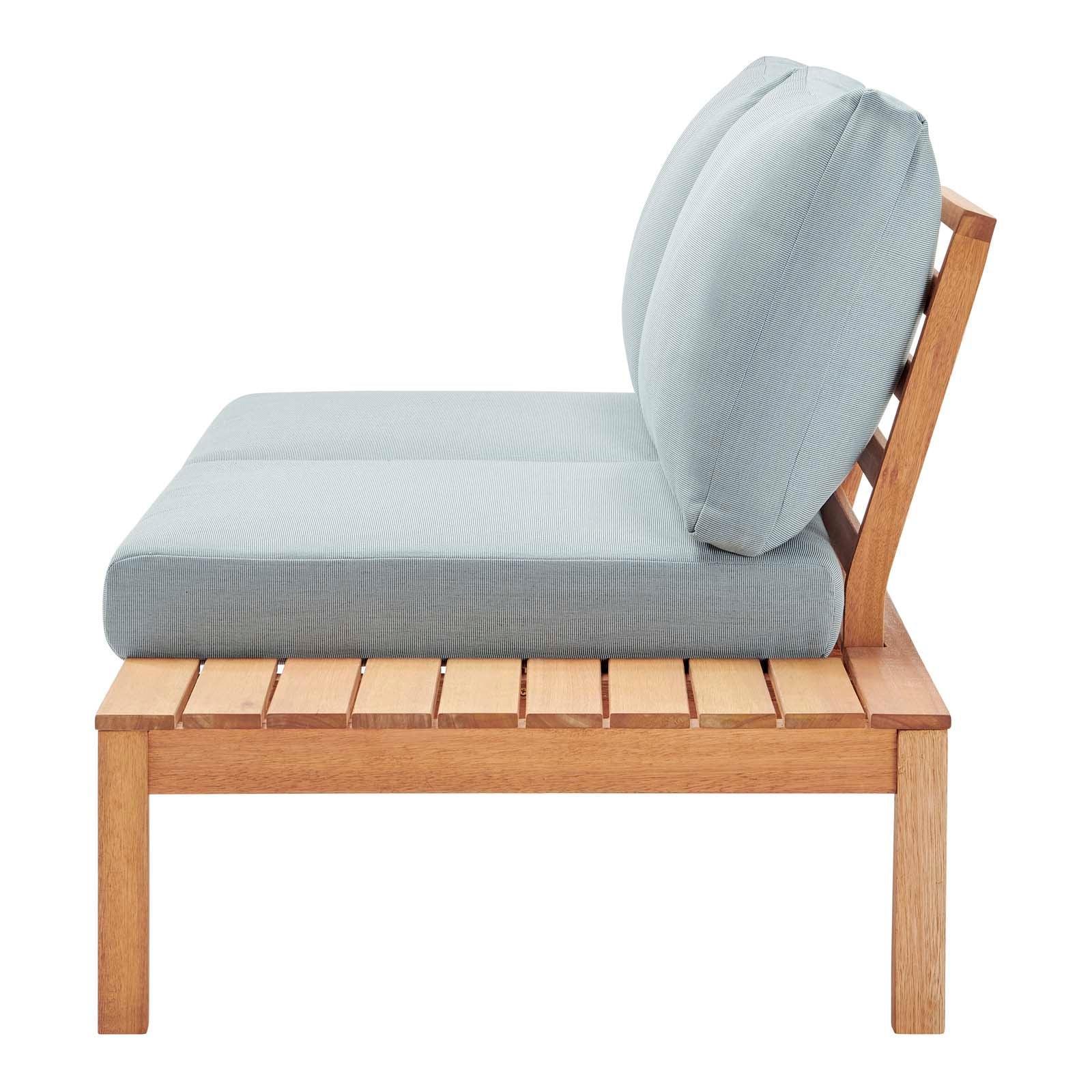 Modway Freeport Karri Wood Outdoor Patio Loveseat with Right-Facing Side End Table FredCo