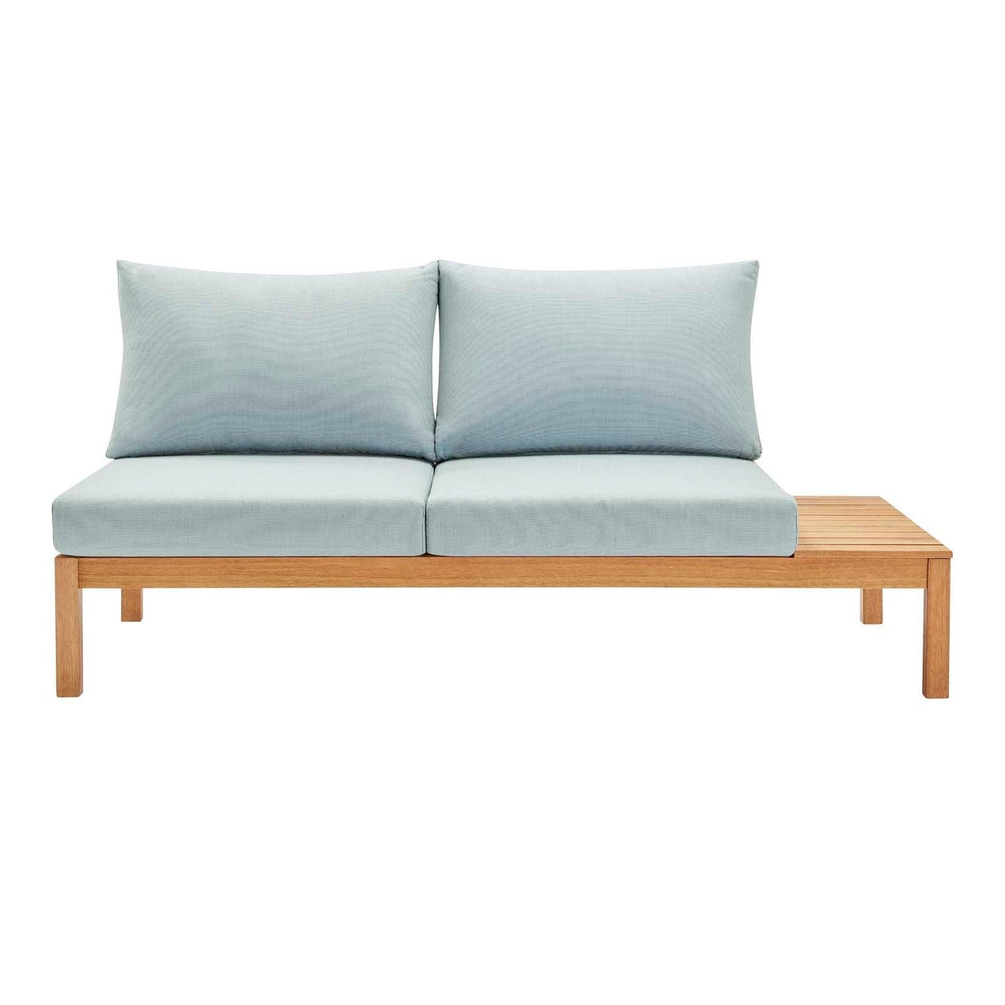 Modway Freeport Karri Wood Outdoor Patio Loveseat with Right-Facing Side End Table FredCo