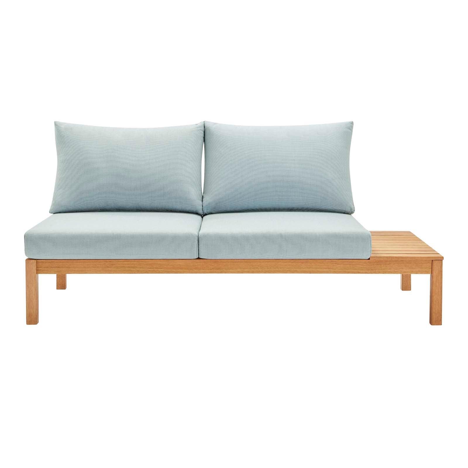 Modway Freeport Karri Wood Outdoor Patio Loveseat with Right-Facing Side End Table FredCo
