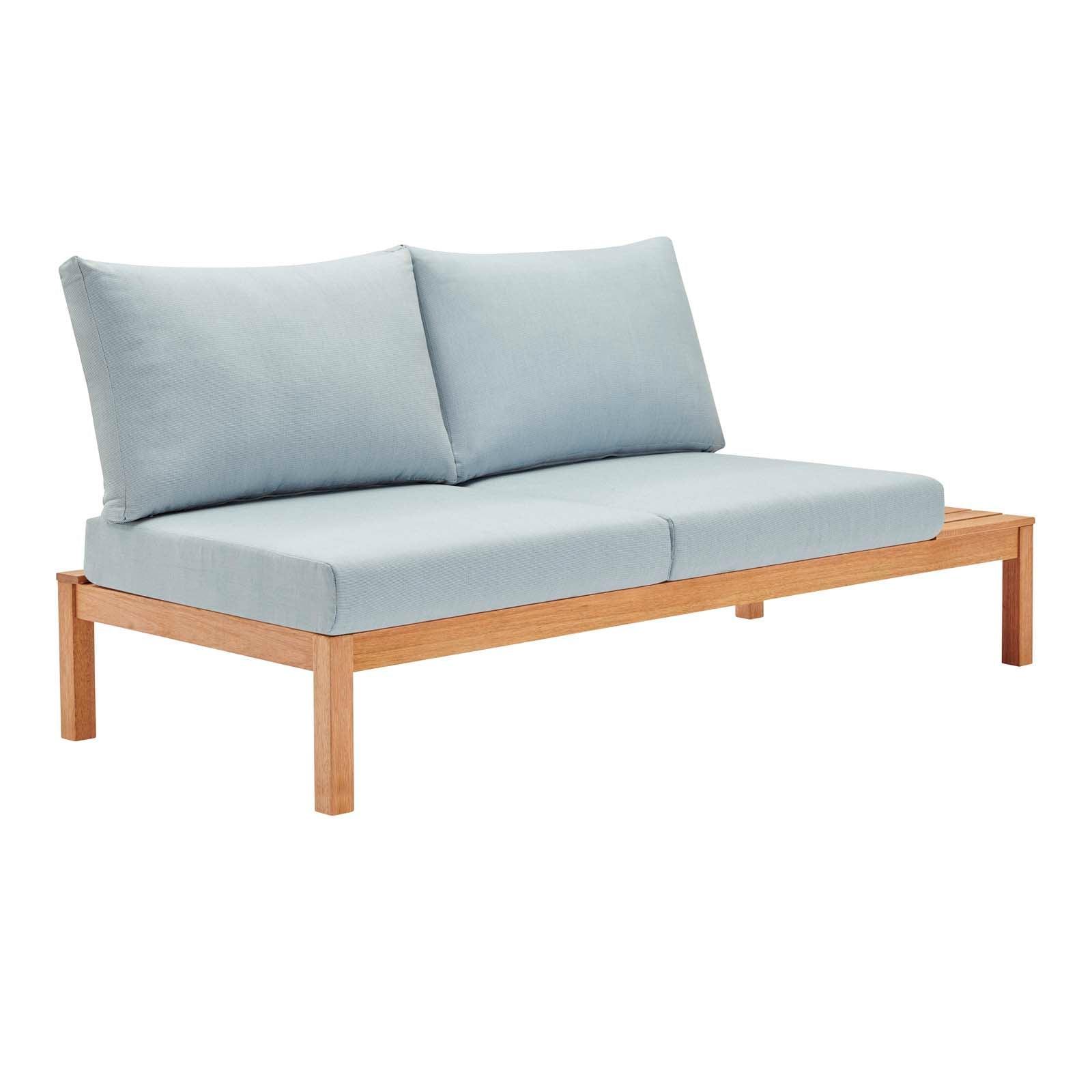 Modway Freeport Karri Wood Outdoor Patio Loveseat with Right-Facing Side End Table FredCo
