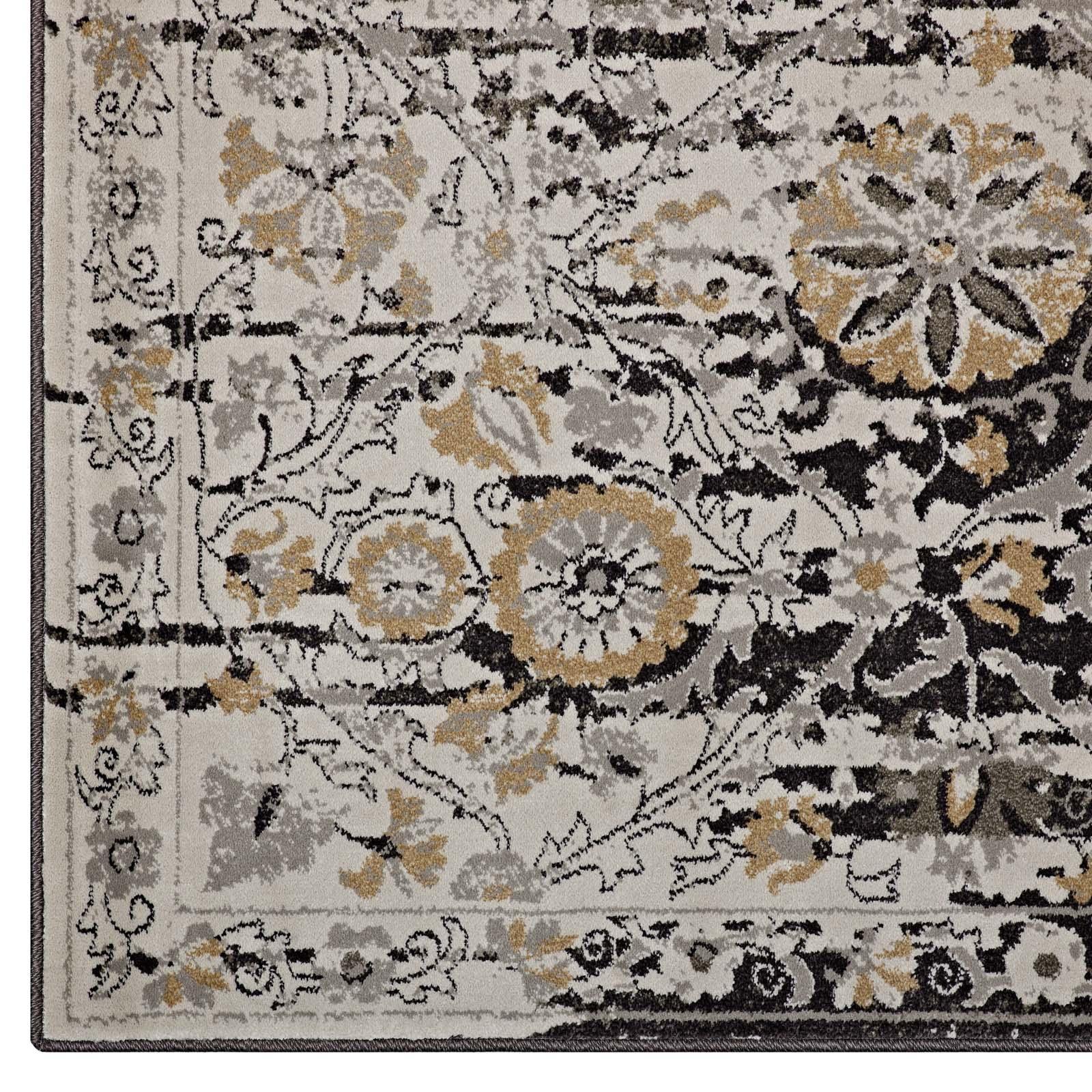 Modway Ganesa Distressed Diamond Floral Lattice Area Rug FredCo