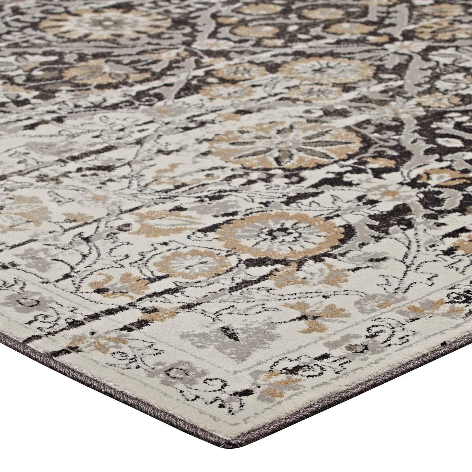 Modway Ganesa Distressed Diamond Floral Lattice Area Rug FredCo