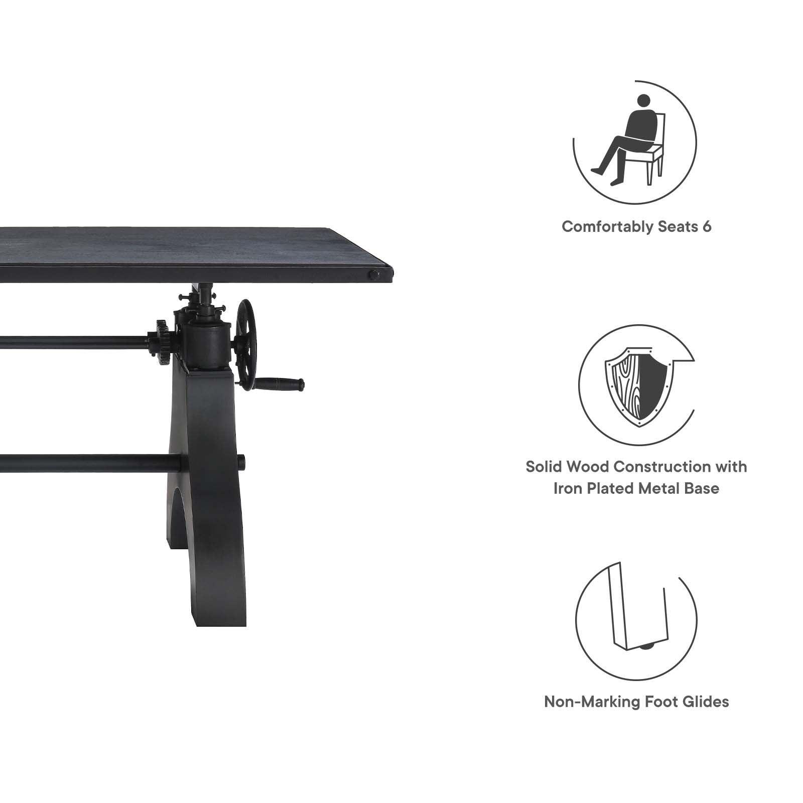 Modway Genuine 60" Crank Adjustable Height Dining Table and Computer Desk, EEI-6148 FredCo