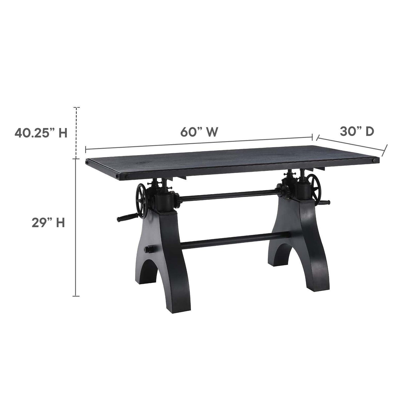 Modway Genuine 60" Crank Adjustable Height Dining Table and Computer Desk, EEI-6148 FredCo