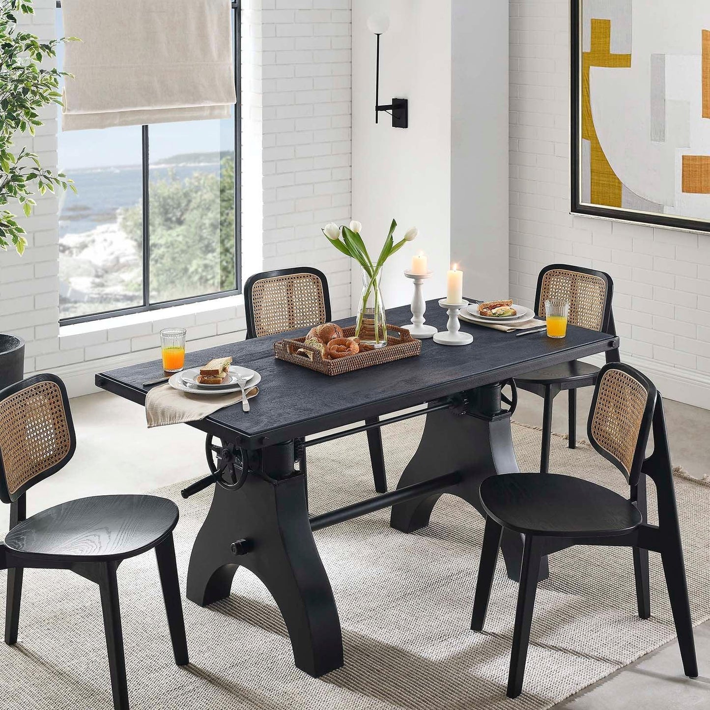 Modway Genuine 60" Crank Adjustable Height Dining Table and Computer Desk, EEI-6148 FredCo