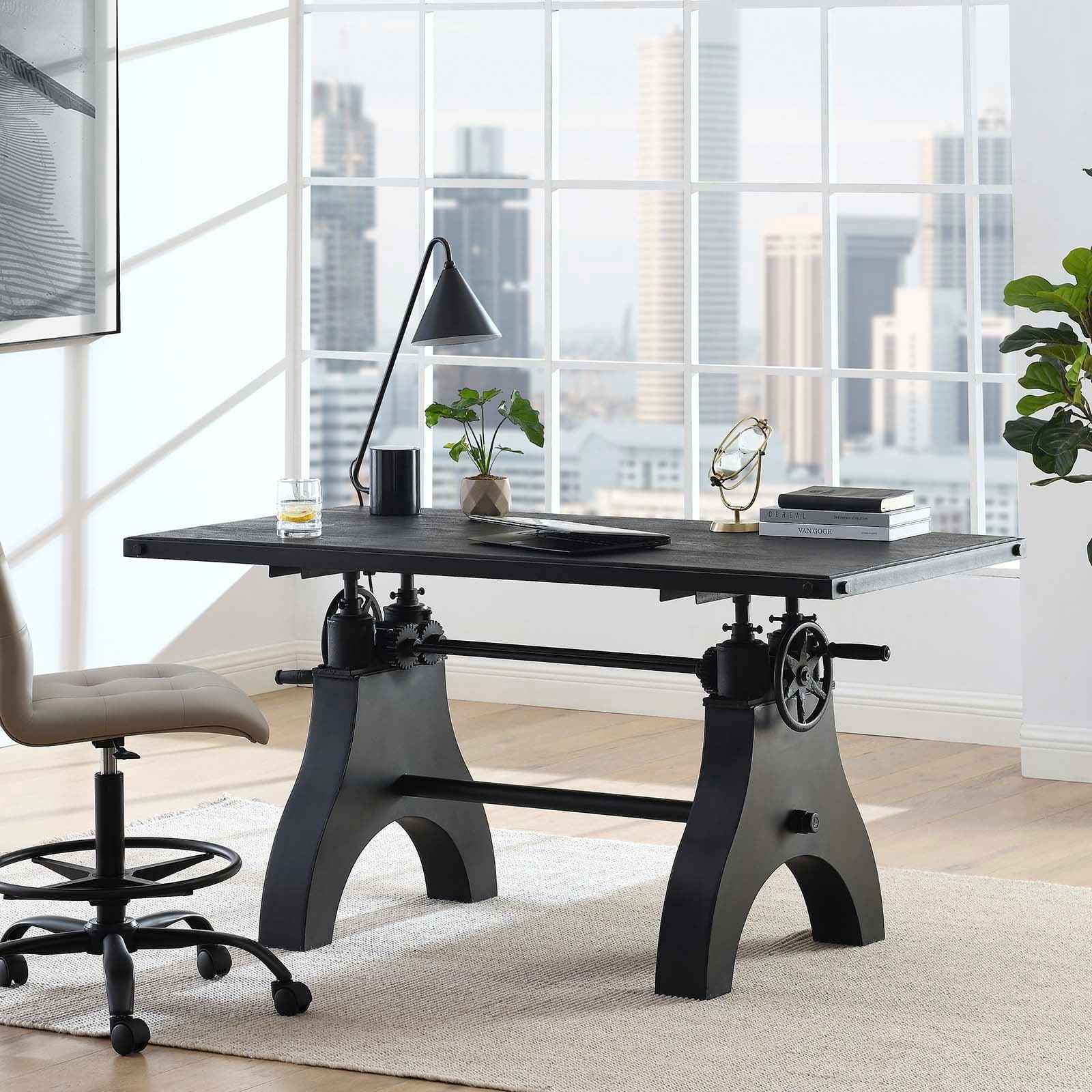 Modway Genuine 60" Crank Adjustable Height Dining Table and Computer Desk, EEI-6148 FredCo