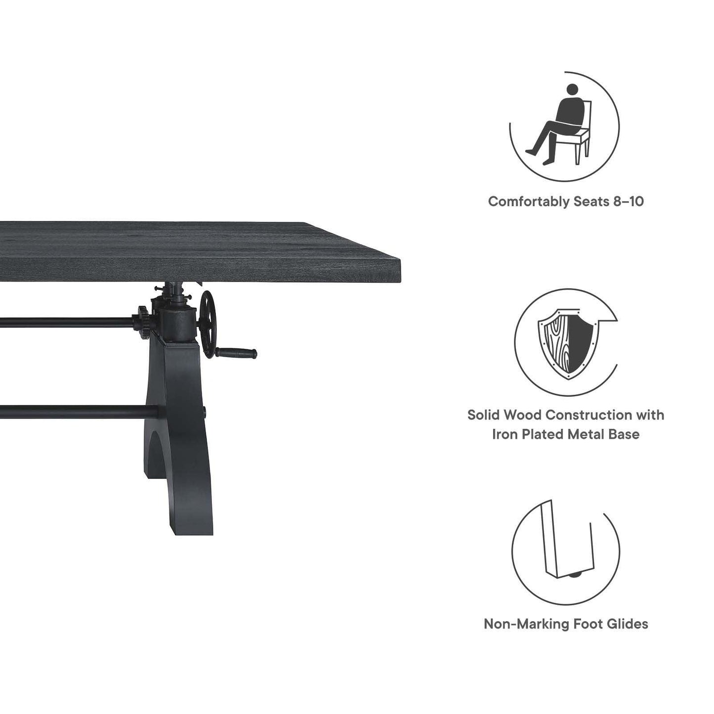 Modway Genuine 96" Crank Adjustable Height Dining and Conference Table, EEI-6149 FredCo