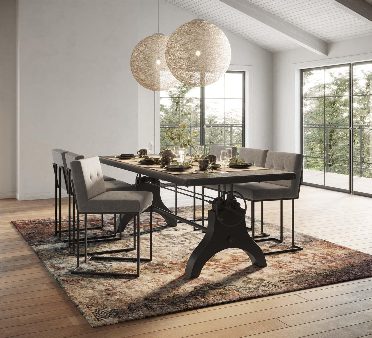 Modway Genuine 96" Crank Height Adjustable Rectangle Dining and Conference Table FredCo