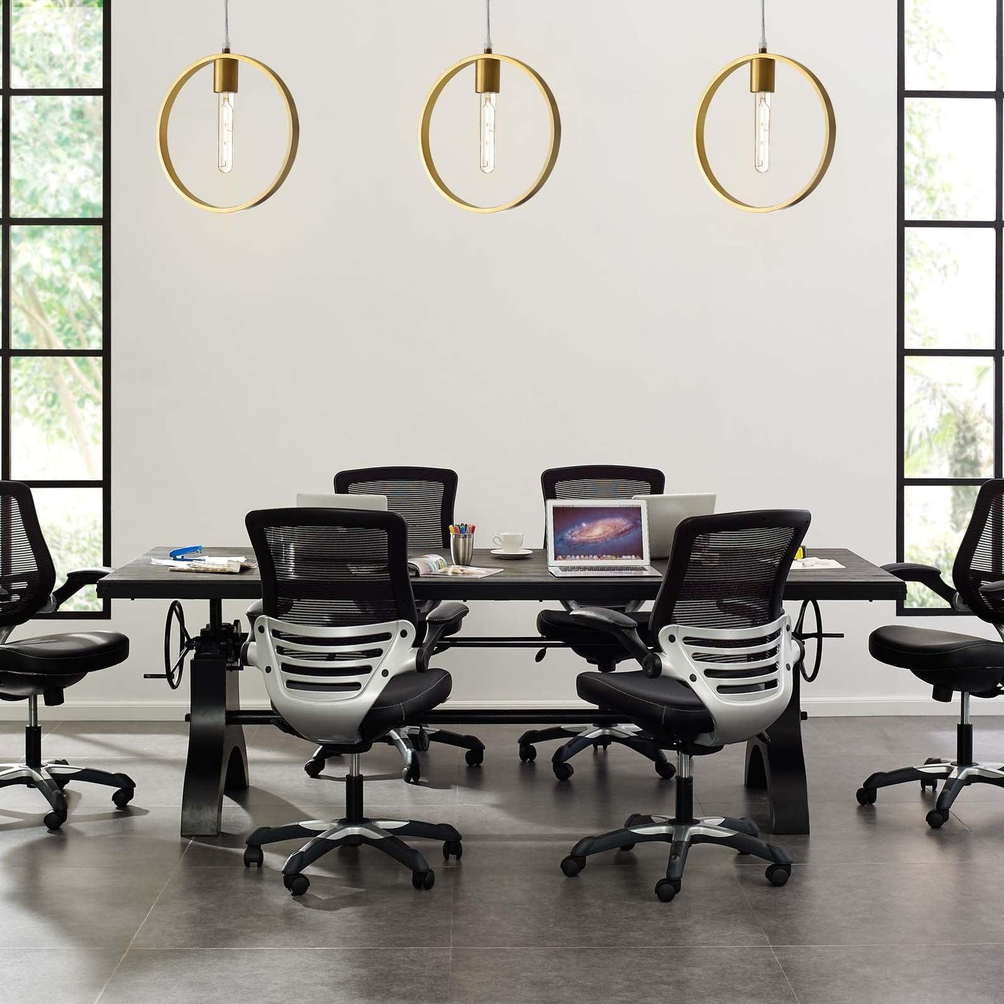 Modway Genuine 96" Crank Height Adjustable Rectangle Dining and Conference Table FredCo