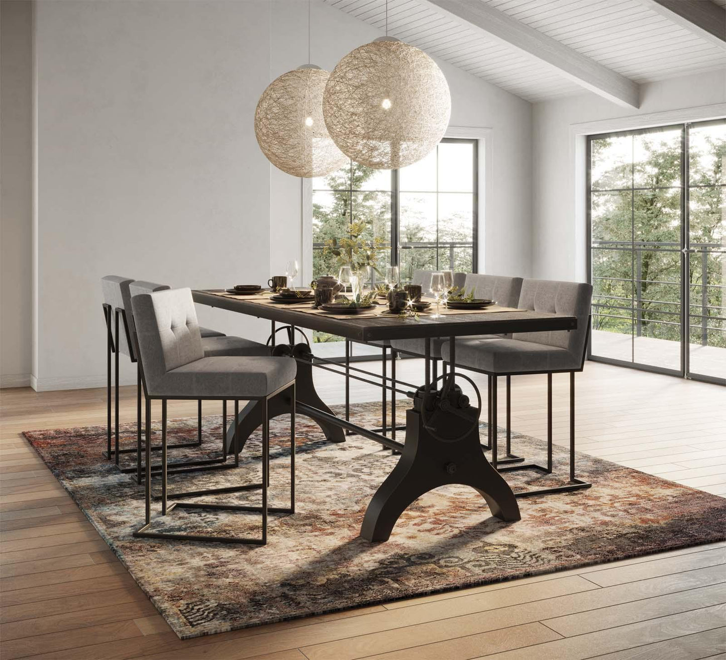 Modway Genuine 96" Crank Height Adjustable Rectangle Dining and Conference Table FredCo