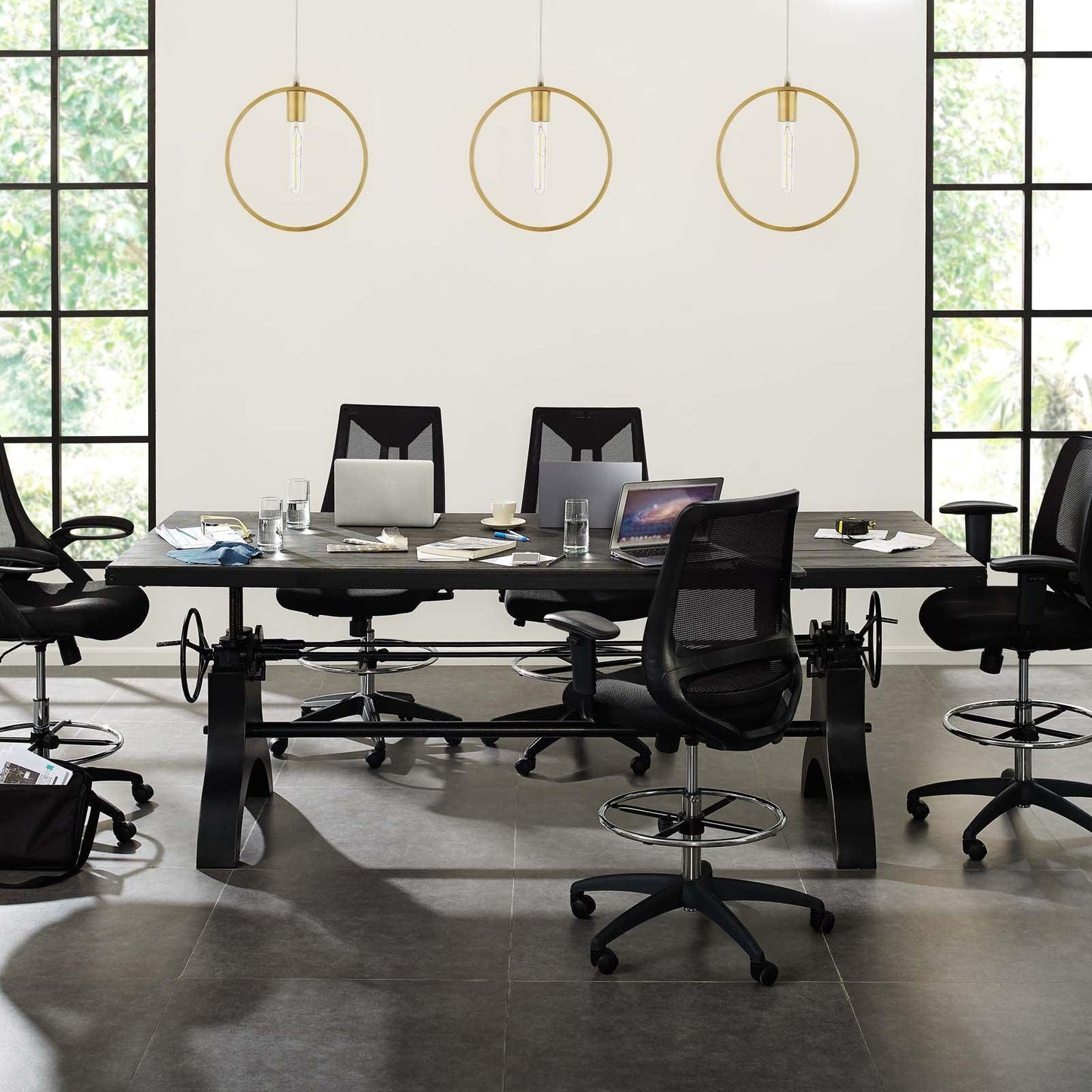 Modway Genuine 96" Crank Height Adjustable Rectangle Dining and Conference Table FredCo