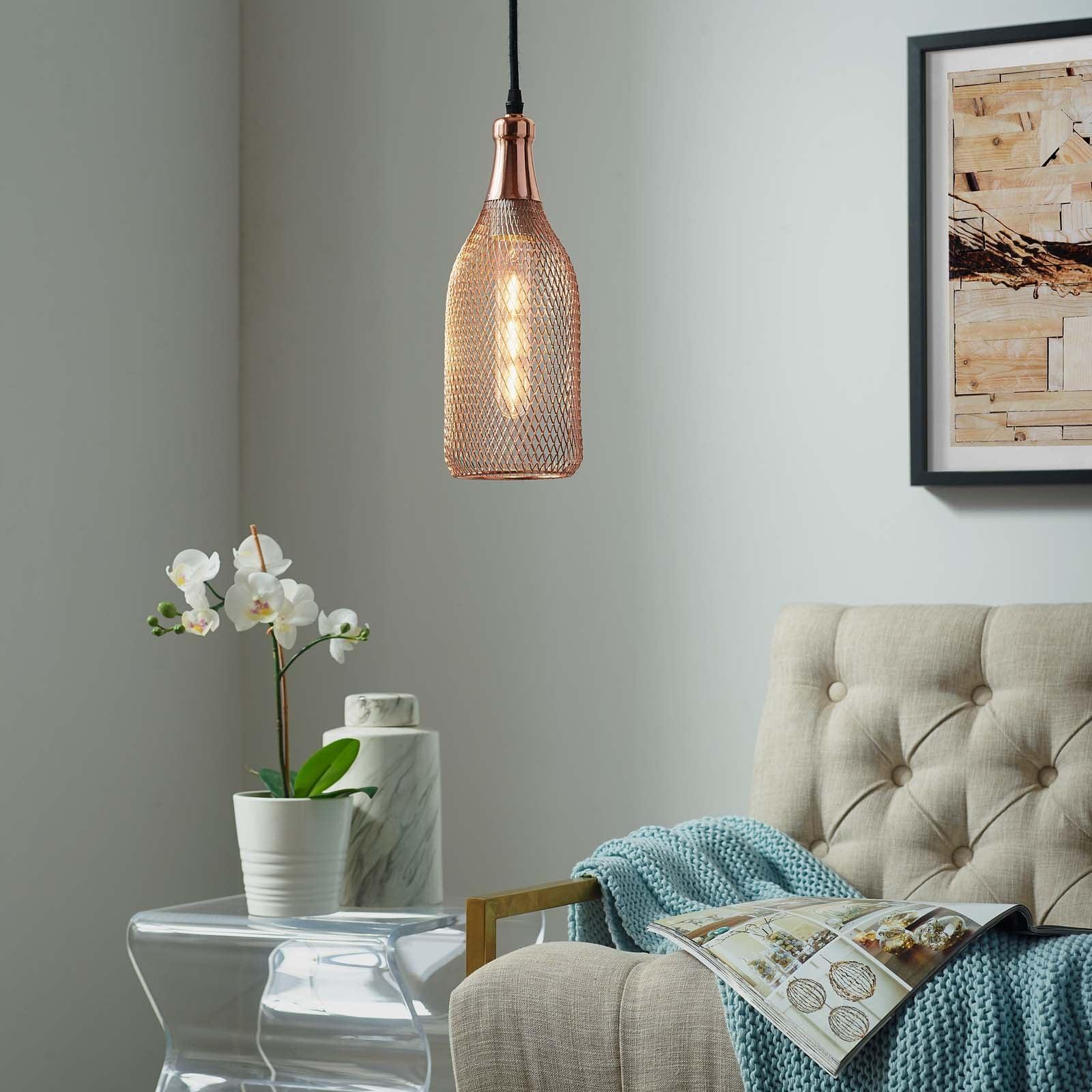 Modway Glimmer Bottle-Shaped Rose Gold Pendant Light FredCo