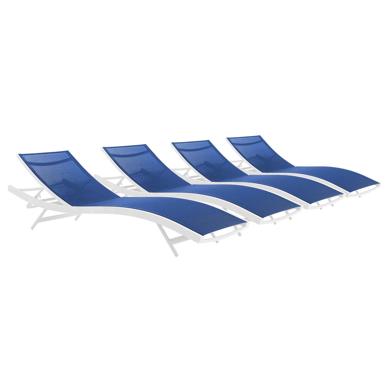 Modway Glimpse Outdoor Patio Mesh Chaise Lounge Set of 4 FredCo