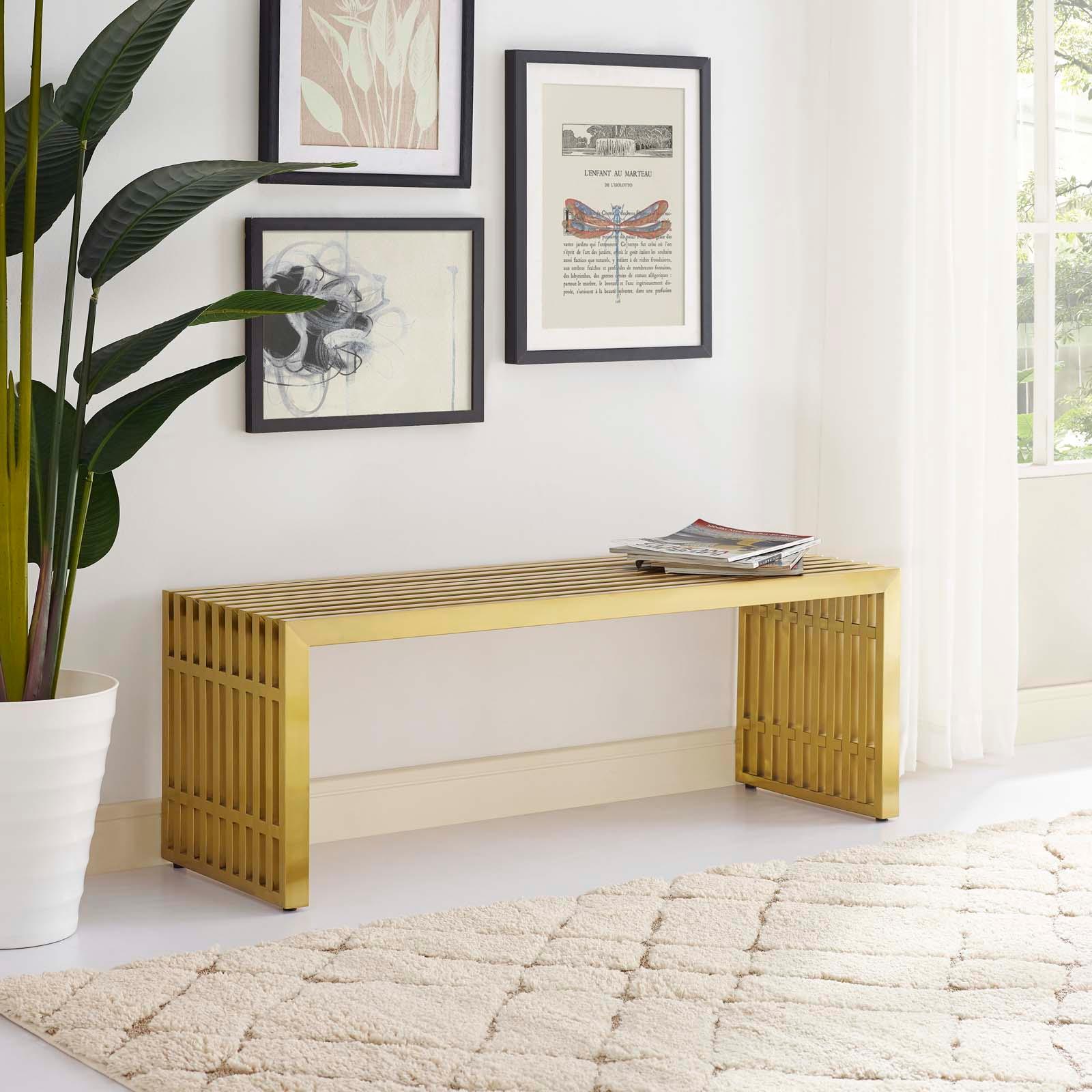 Modway Gridiron Medium Stainless Steel Bench FredCo