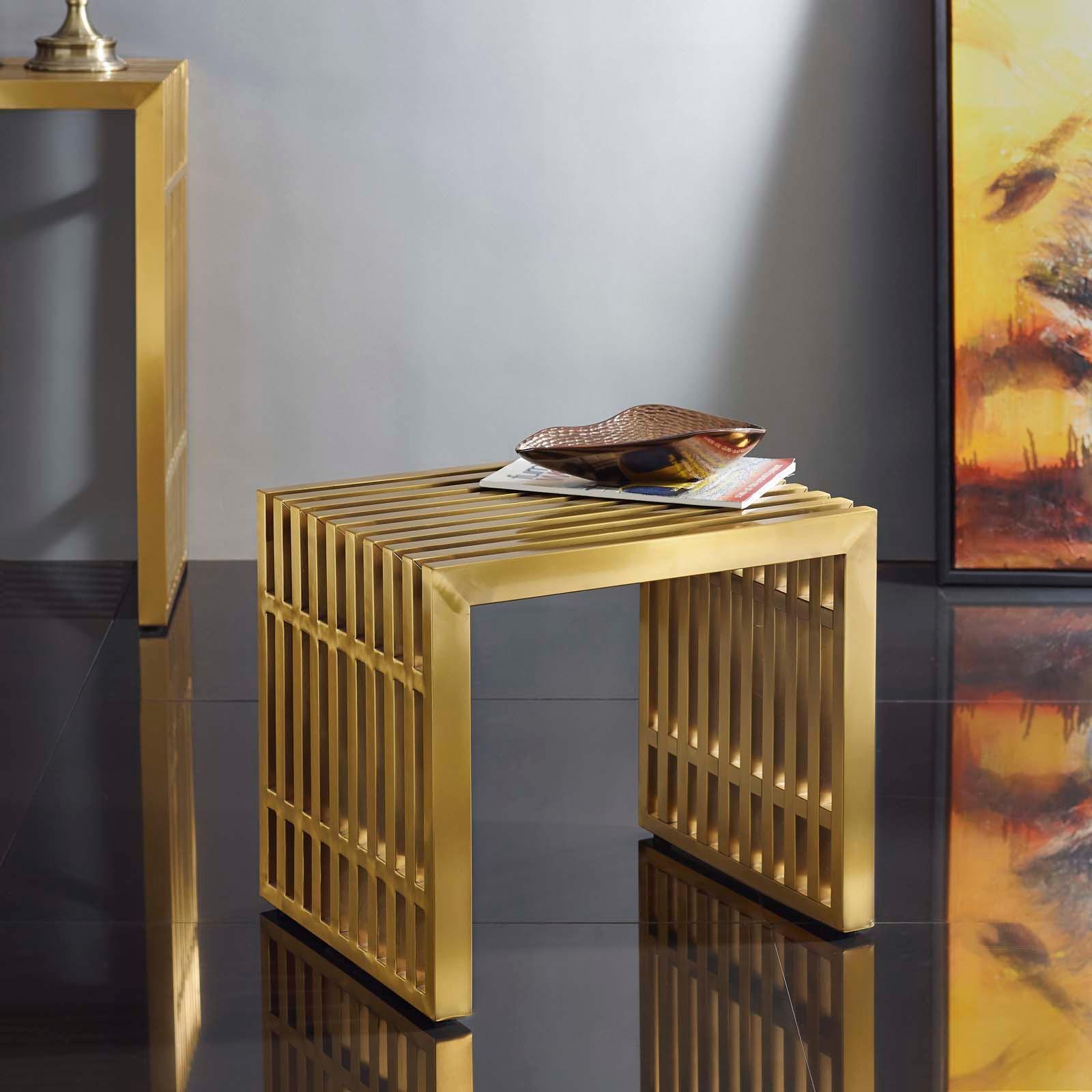 Modway Gridiron Small Stainless Steel Bench FredCo