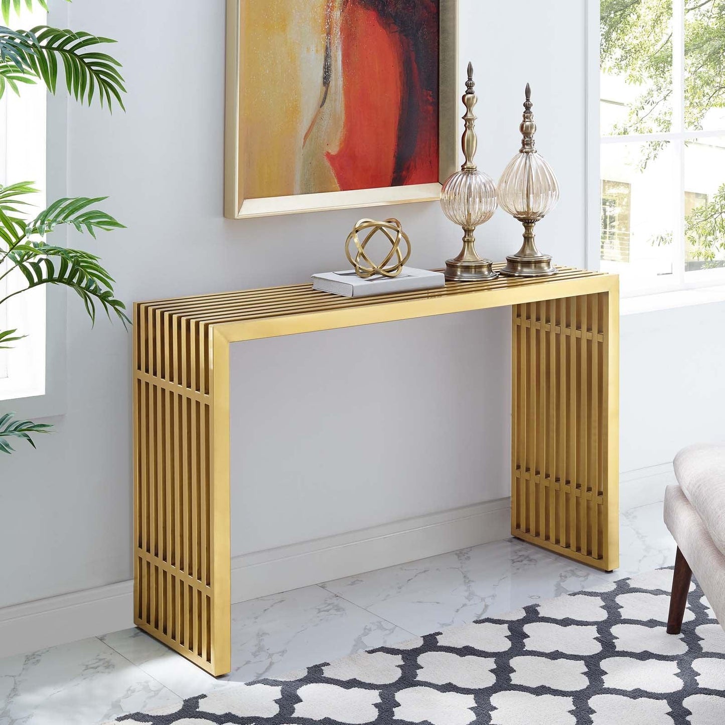 Modway Gridiron Stainless Steel Console Table FredCo
