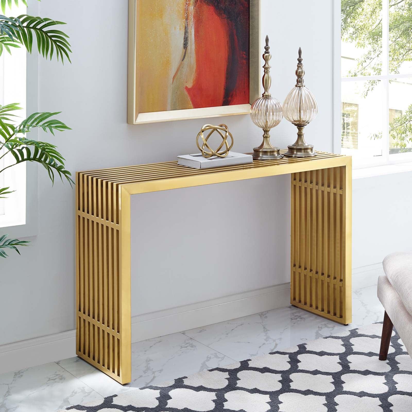 Modway Gridiron Stainless Steel Console Table FredCo