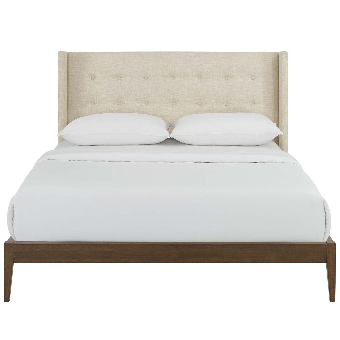 Modway Hadley Queen Wingback Upholstered Polyester Fabric Platform Bed FredCo