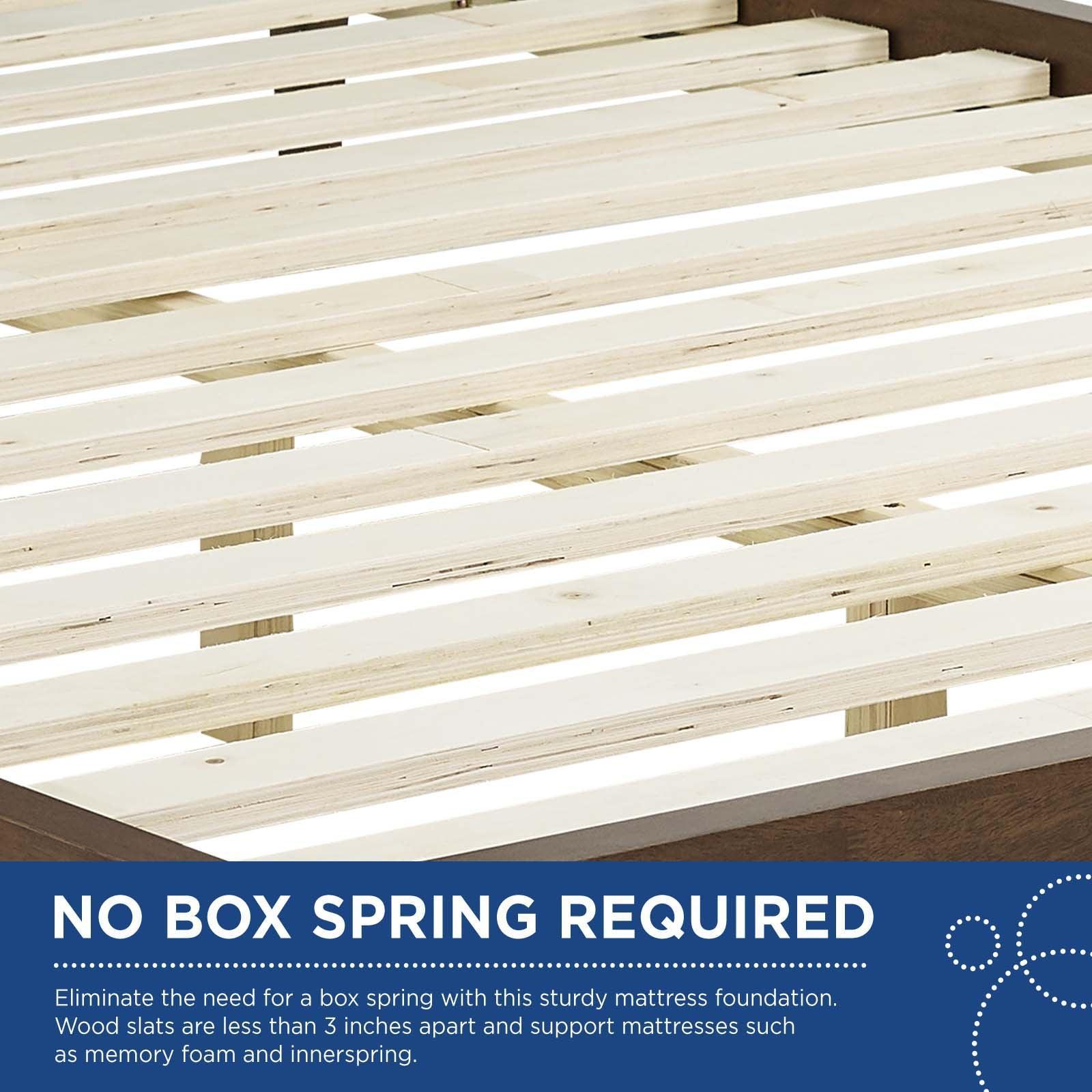 Modway Hadley Queen Wingback Upholstered Polyester Fabric Platform Bed FredCo