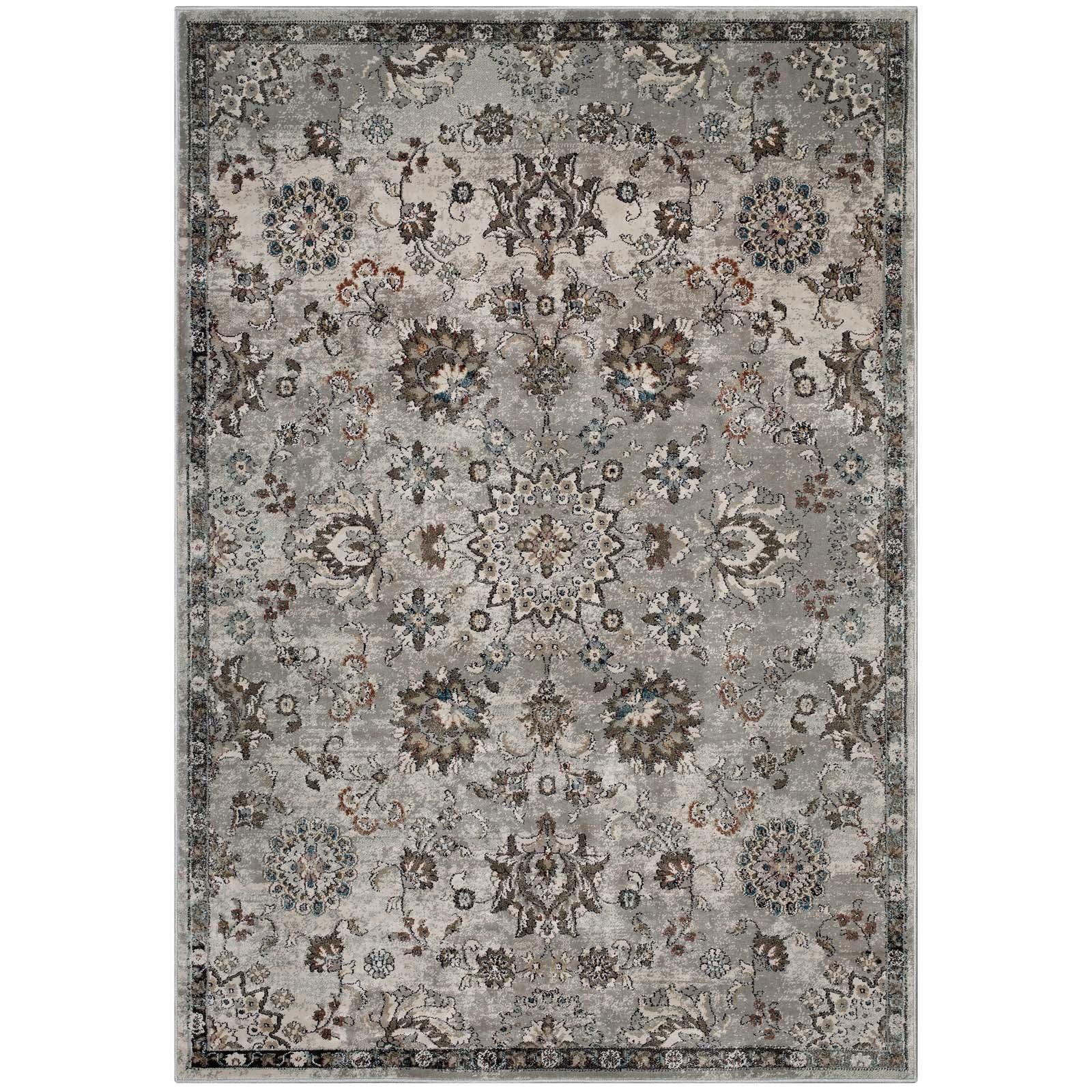 Modway Hana Distressed Vintage Floral Lattice Area Rug FredCo