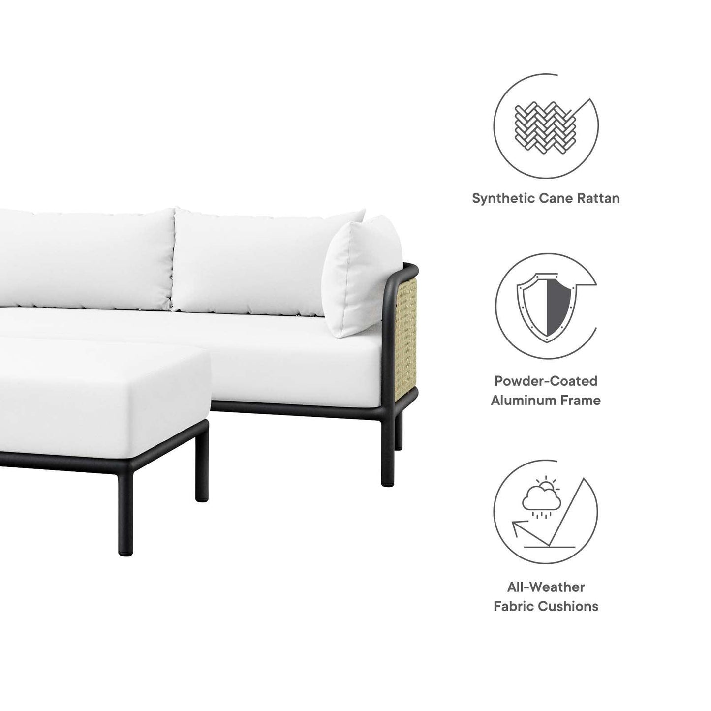 Modway Hanalei Outdoor Patio 4-Piece Sectional FredCo