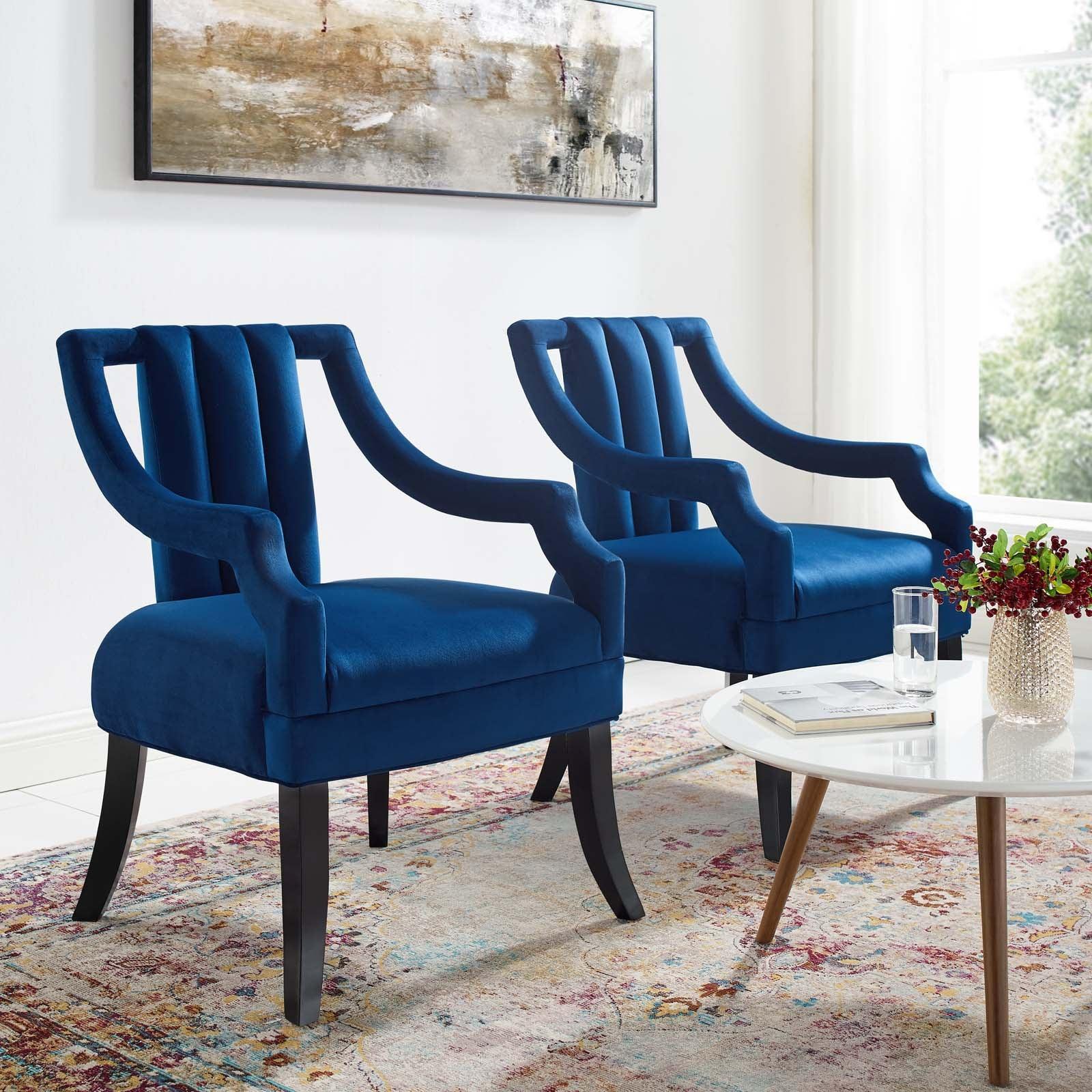 Modway Harken Accent Chair Performance Velvet Set of 2 FredCo