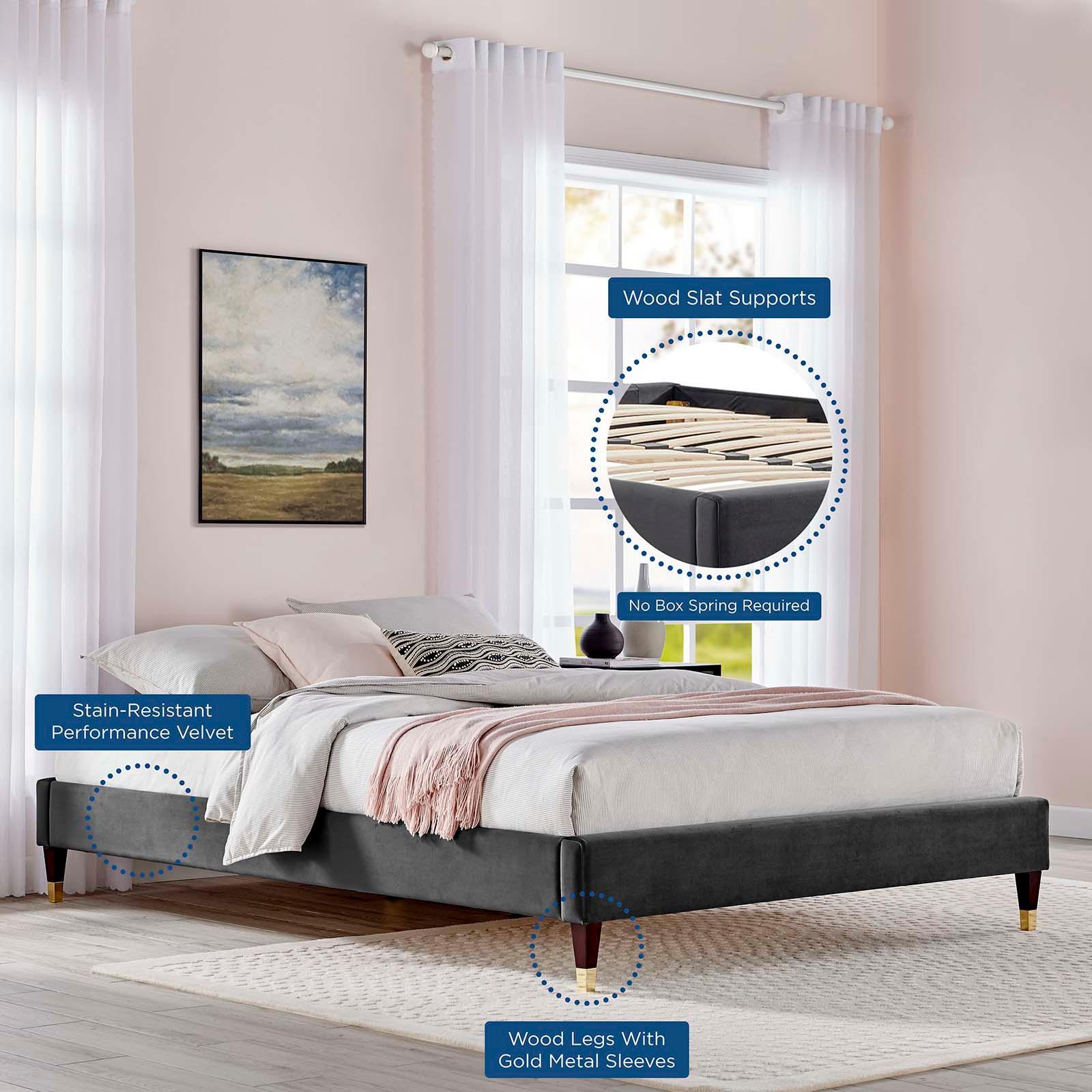 Modway Harlow Queen Performance Velvet Platform Bed Frame FredCo