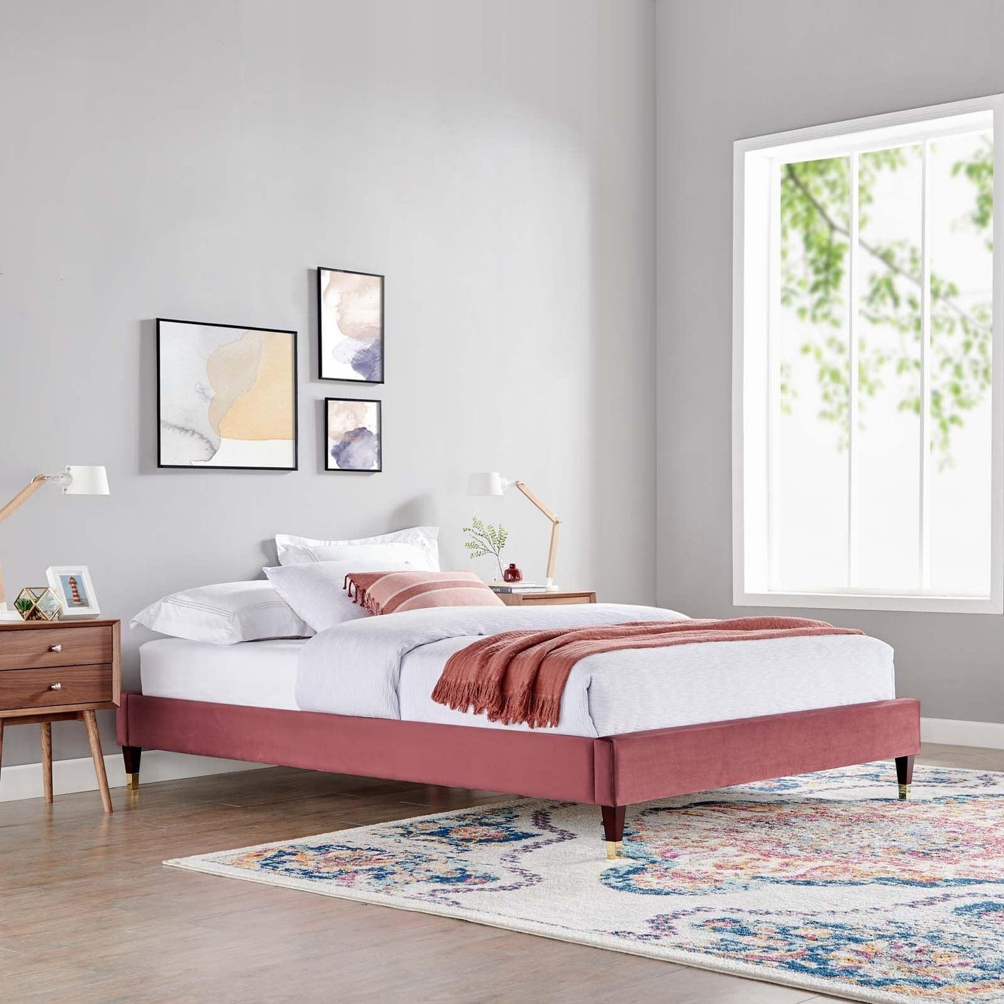 Modway Harlow Twin Performance Velvet Platform Bed Frame FredCo