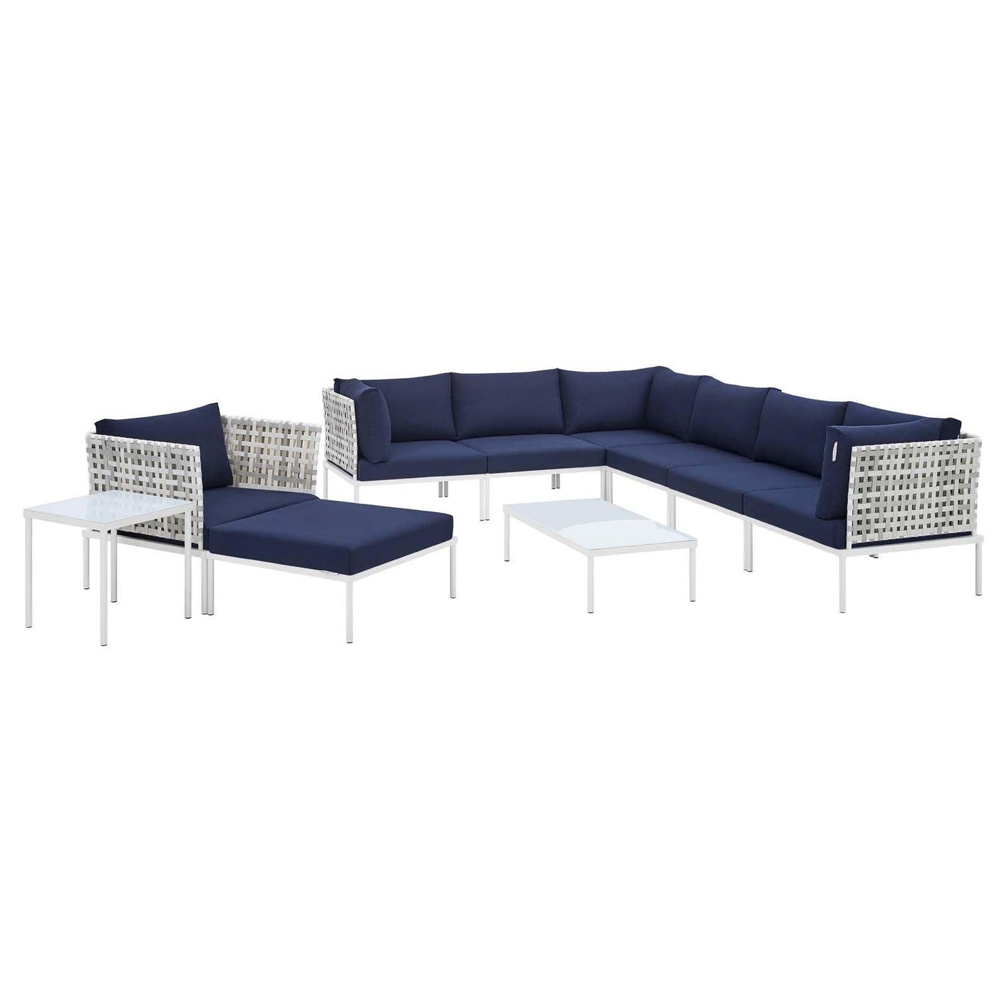 Modway Harmony 10-Piece Sunbrella® Basket Weave Outdoor Patio Aluminum Sectional Sofa Set FredCo
