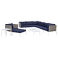 Modway Harmony 10-Piece Sunbrella® Basket Weave Outdoor Patio Aluminum Sectional Sofa Set FredCo