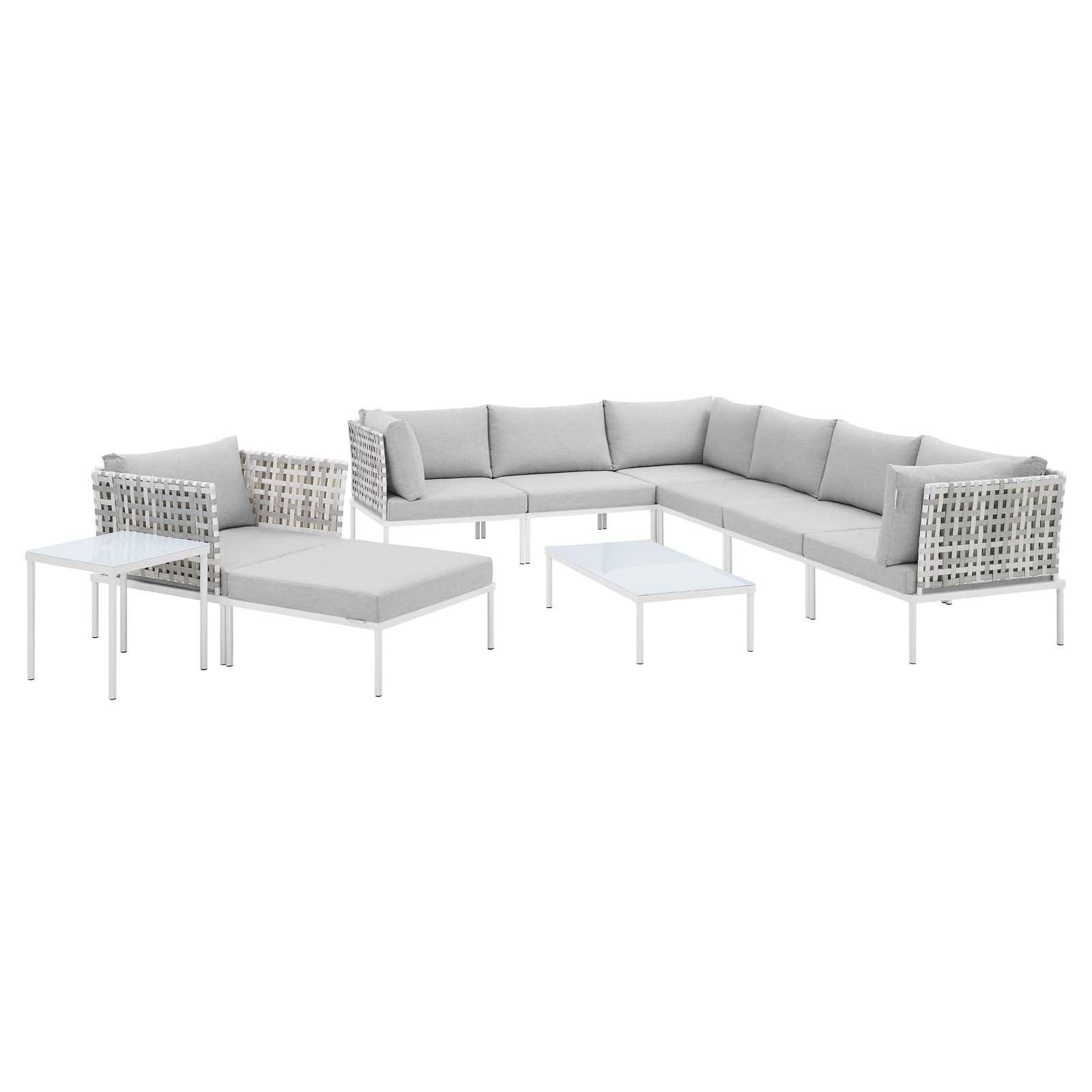 Modway Harmony 10-Piece Sunbrella® Basket Weave Outdoor Patio Aluminum Sectional Sofa Set FredCo