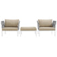 Modway Harmony 3 Piece Outdoor Patio Aluminum Sectional Sofa Set FredCo