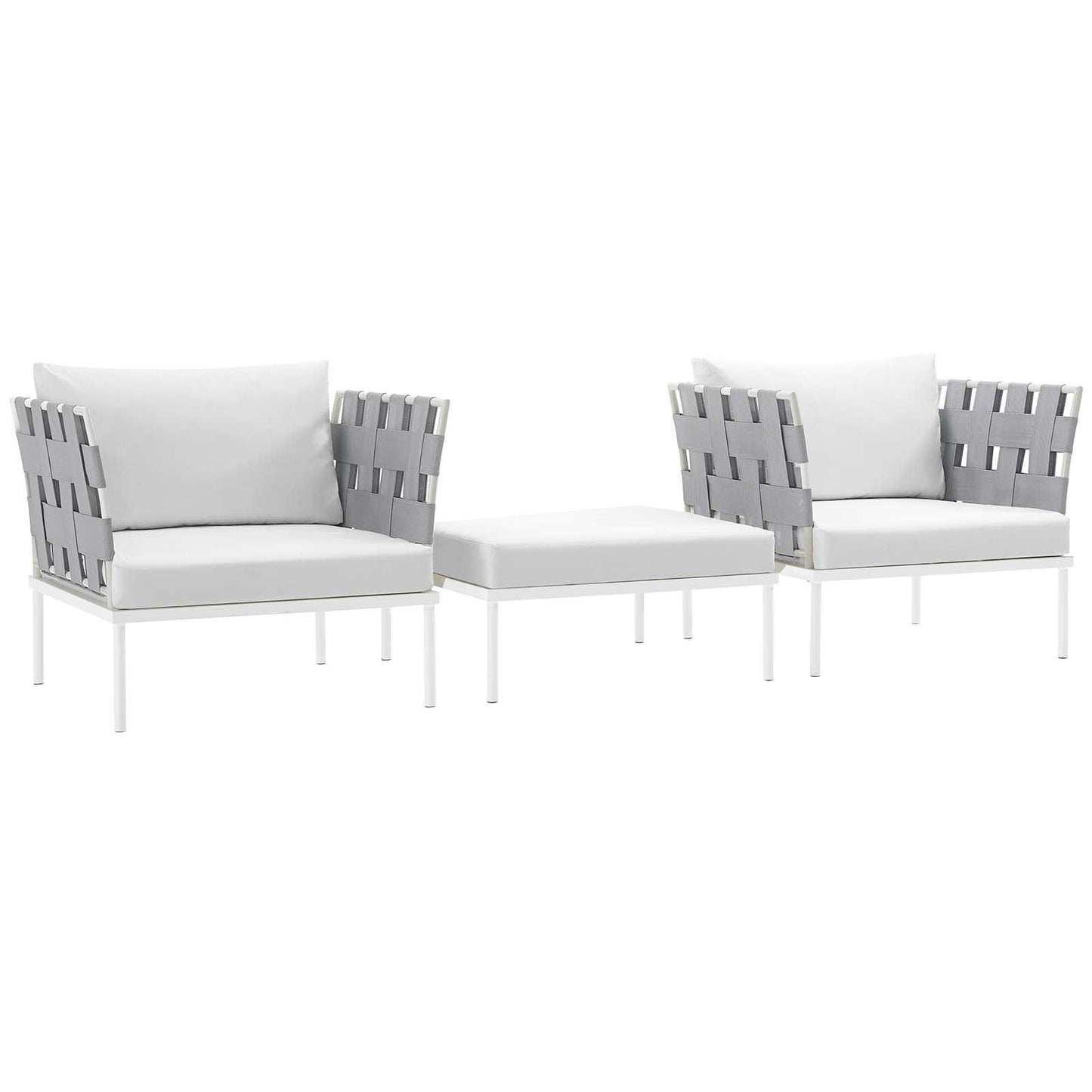 Modway Harmony 3 Piece Outdoor Patio Aluminum Sectional Sofa Set FredCo