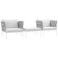 Modway Harmony 3 Piece Outdoor Patio Aluminum Sectional Sofa Set FredCo