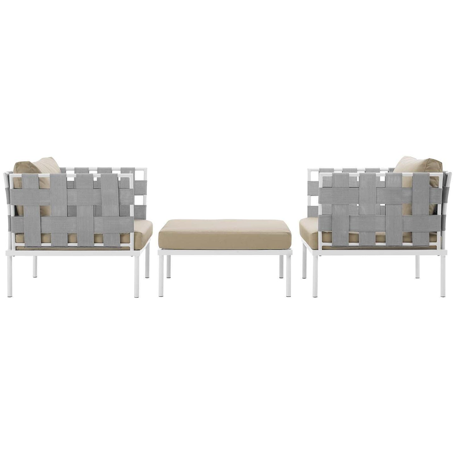 Modway Harmony 3 Piece Outdoor Patio Aluminum Sectional Sofa Set FredCo