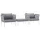 Modway Harmony 3 Piece Outdoor Patio Aluminum Sectional Sofa Set FredCo