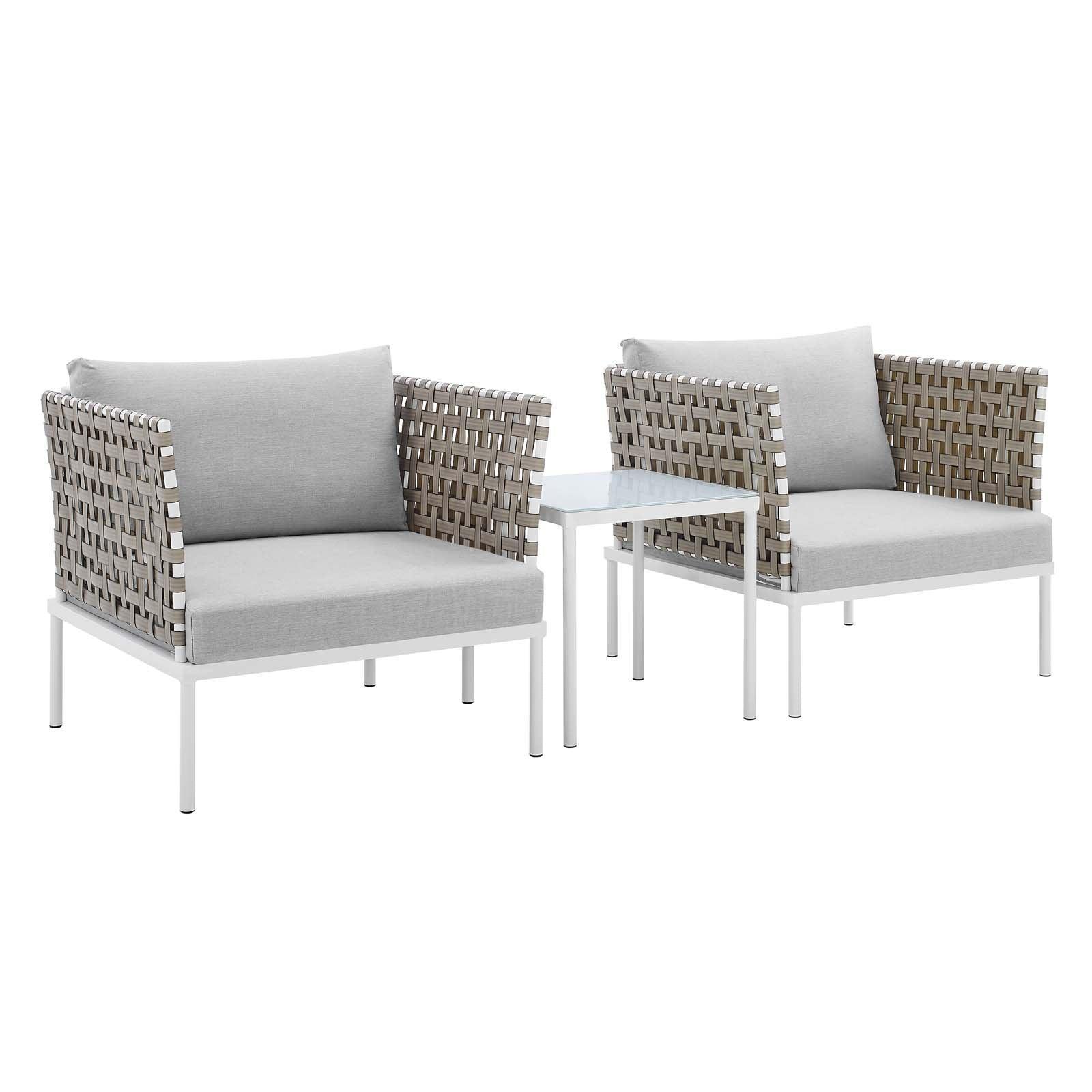 Modway Harmony 3-Piece Sunbrella® Basket Weave Outdoor Patio Aluminum Seating Set FredCo